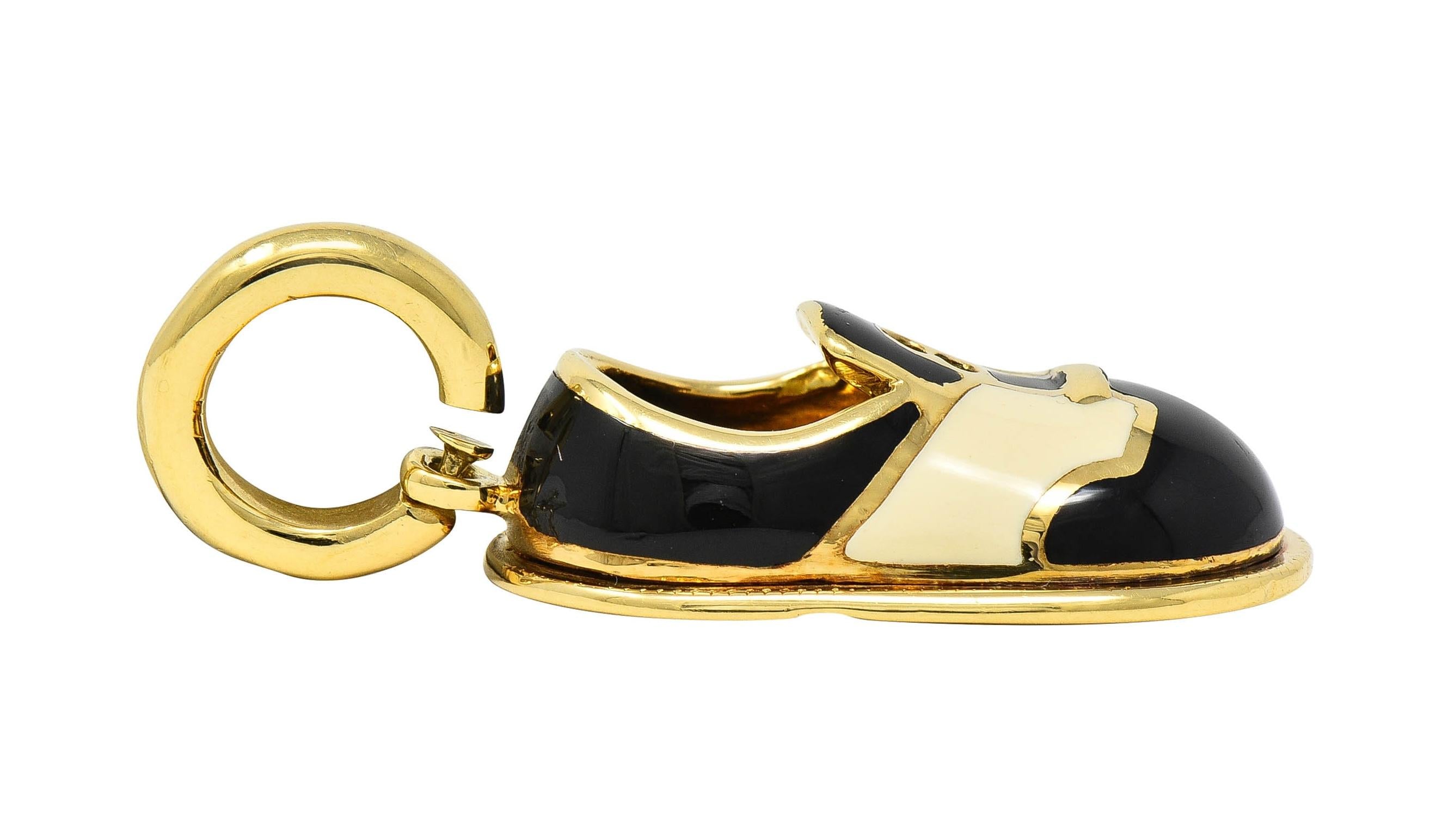 Aaron Basha Contemporary Enamel 18 Karat Yellow Gold Baby Shoe Charm