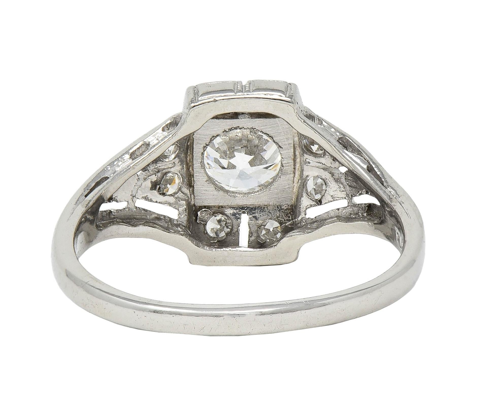 Art Deco 0.85 CTW Diamond Platinum Vintage Bombe Engagement Ring