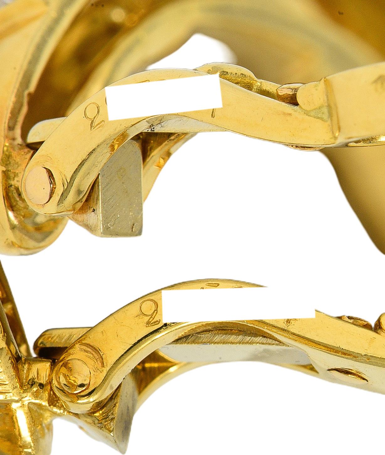 Cartier Paris 1.90 CTW 18 Karat Yellow Gold Twist Hoop Vintage Ear-Clip Earrings