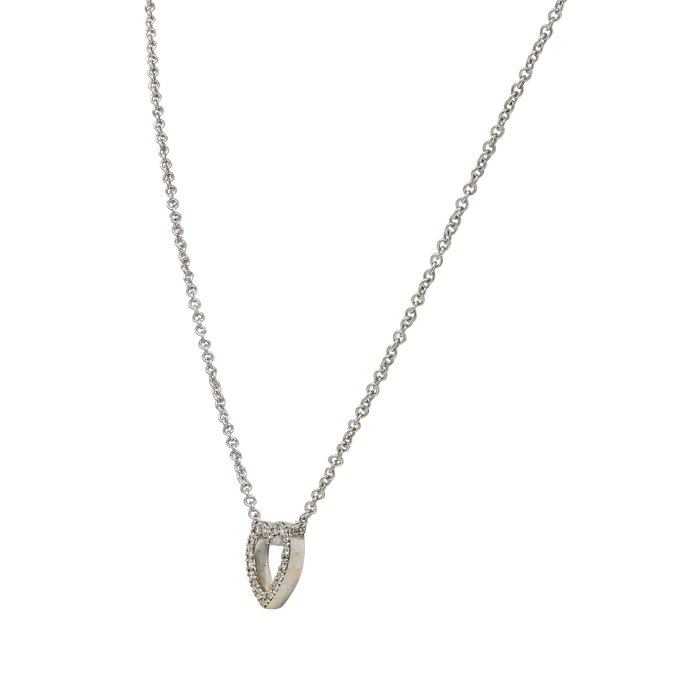 Tiffany & Co. 2000's Diamond 18 Karat White Gold Heart Station Necklace