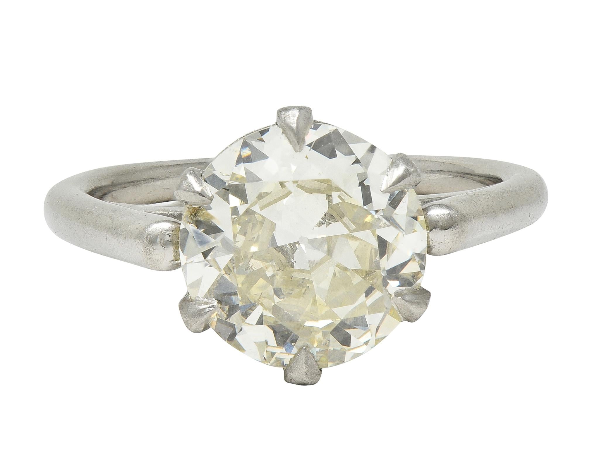 Mid-Century 2.64 CTW Diamond Platinum Vintage Solitaire Engagement Ring GIA