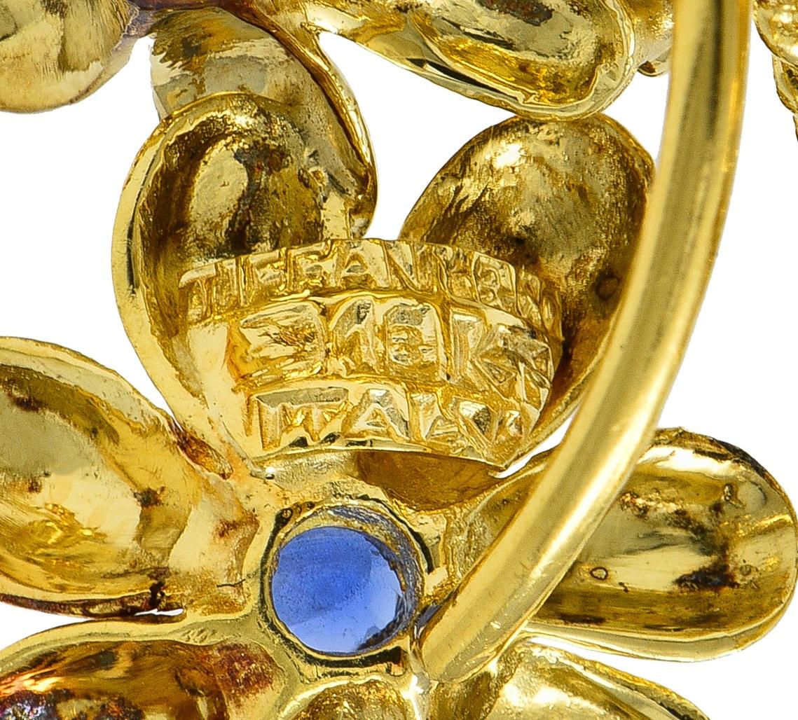 Tiffany & Co. 1960 Sapphire 18K Gold Vintage Bow Floral Butterfly Brooch