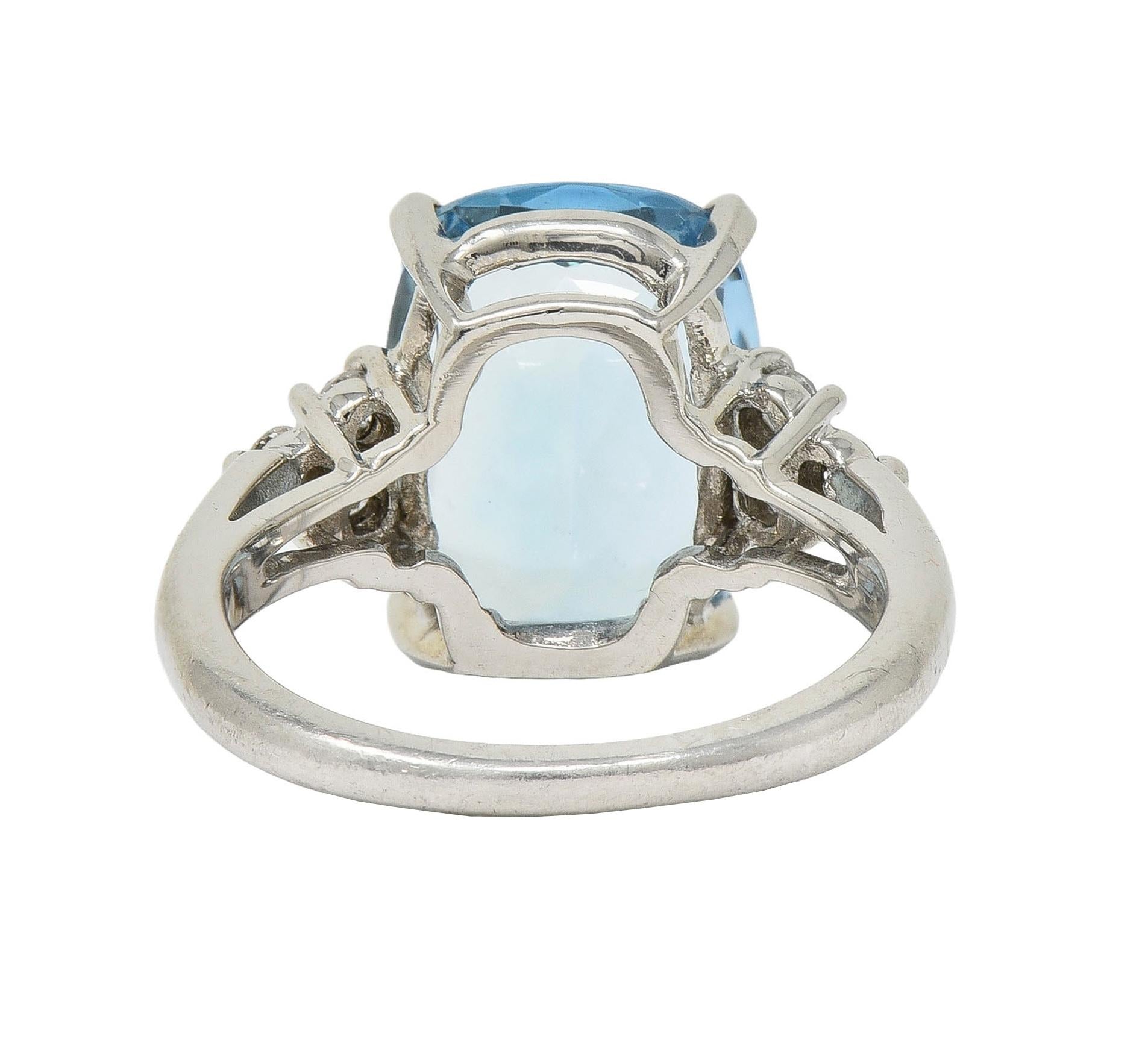 Contemporary 4.72 CTW Aquamarine Diamond Platinum Cluster Cocktail Ring