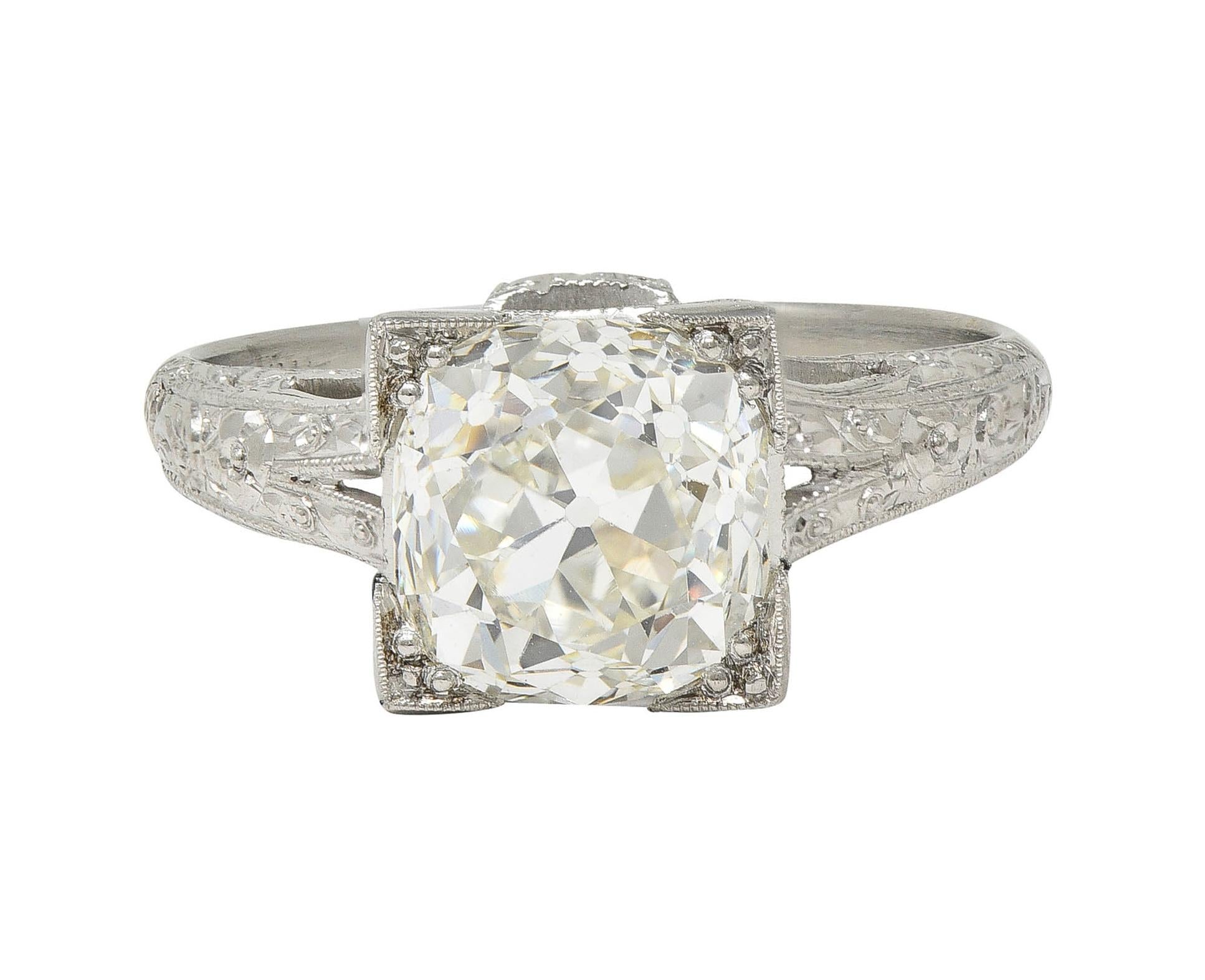 Art Deco 2.65 CTW Old Mine Diamond Orange Blossom Vintage Engagement Ring GIA