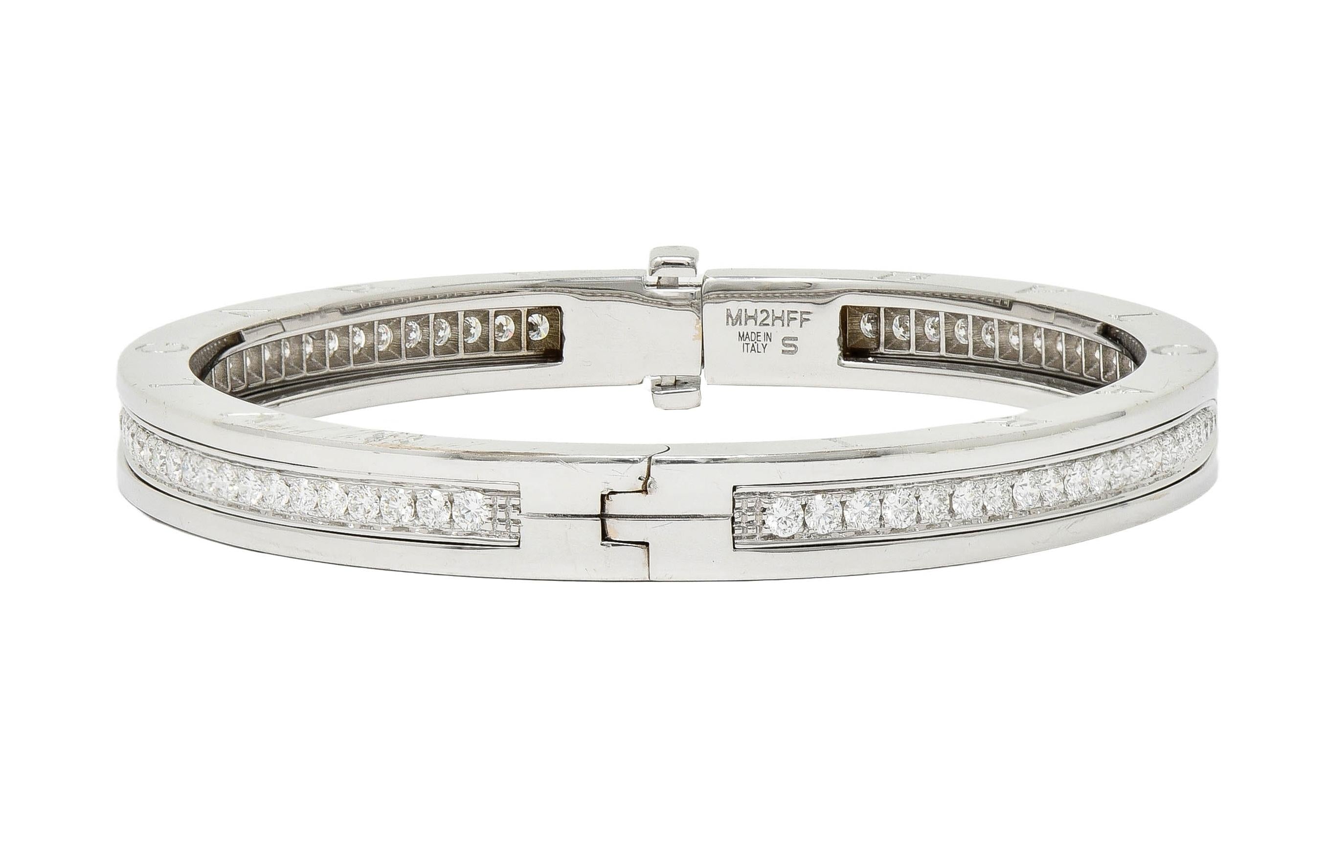 Bulgari Contemporary 1.44 CTW Diamond 18 Karat White Gold BZero1 Bangle Bracelet