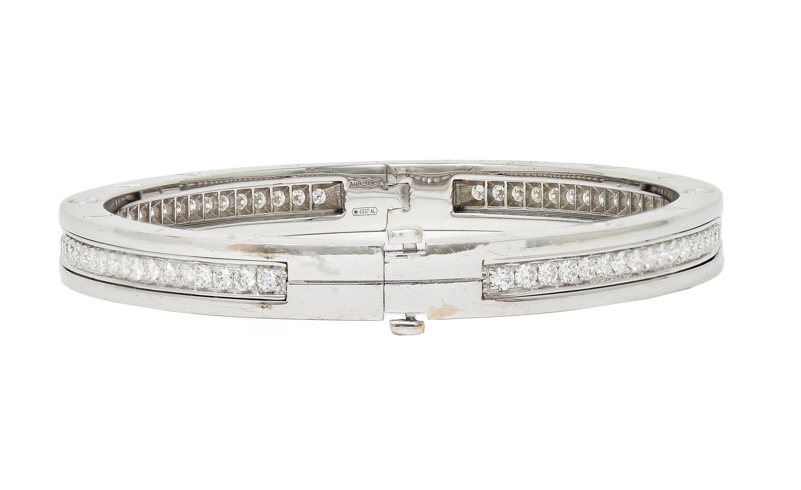 Bulgari Contemporary 1.44 CTW Diamond 18 Karat White Gold BZero1 Bangle Bracelet