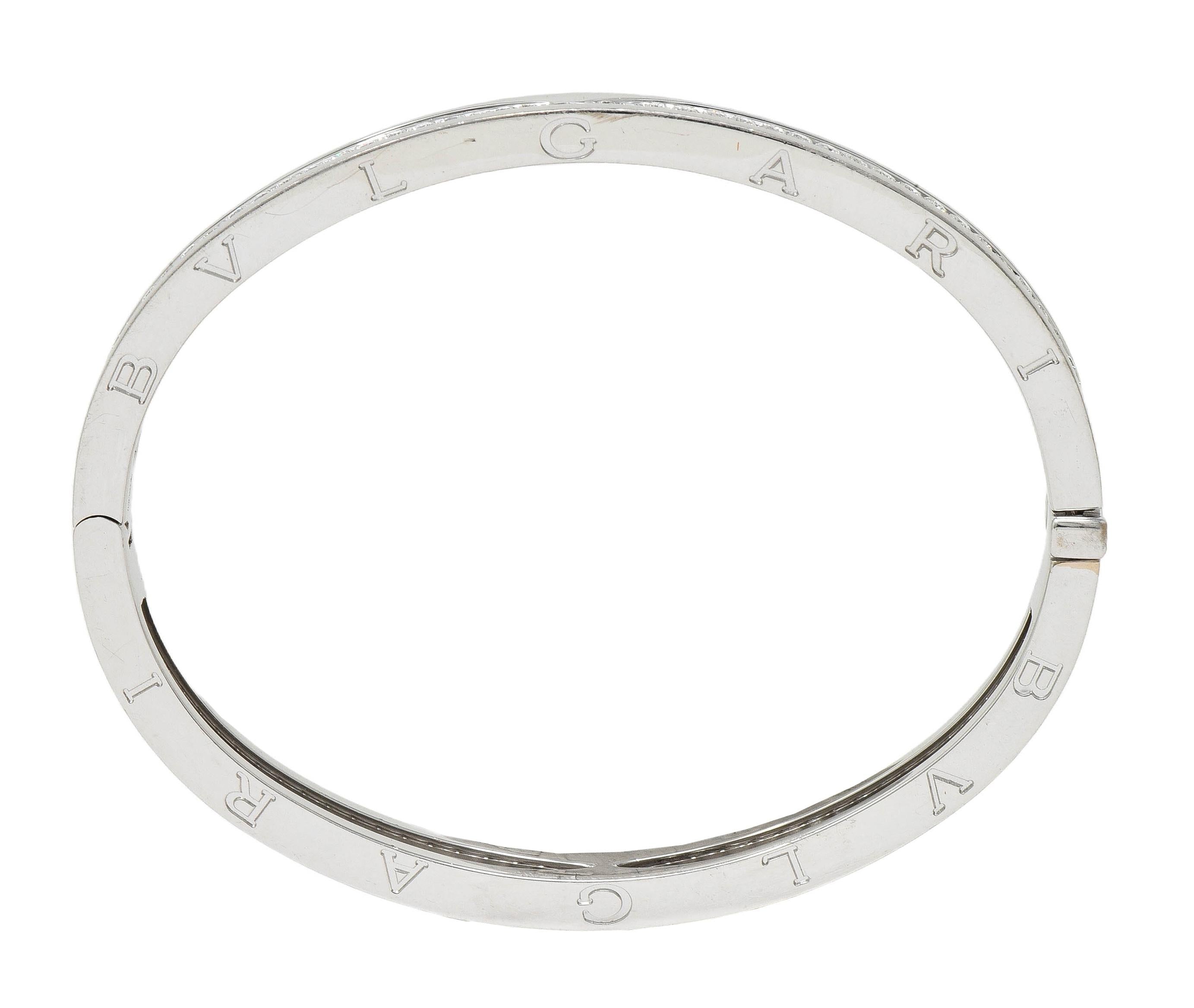 Bulgari Contemporary 1.44 CTW Diamond 18 Karat White Gold BZero1 Bangle Bracelet