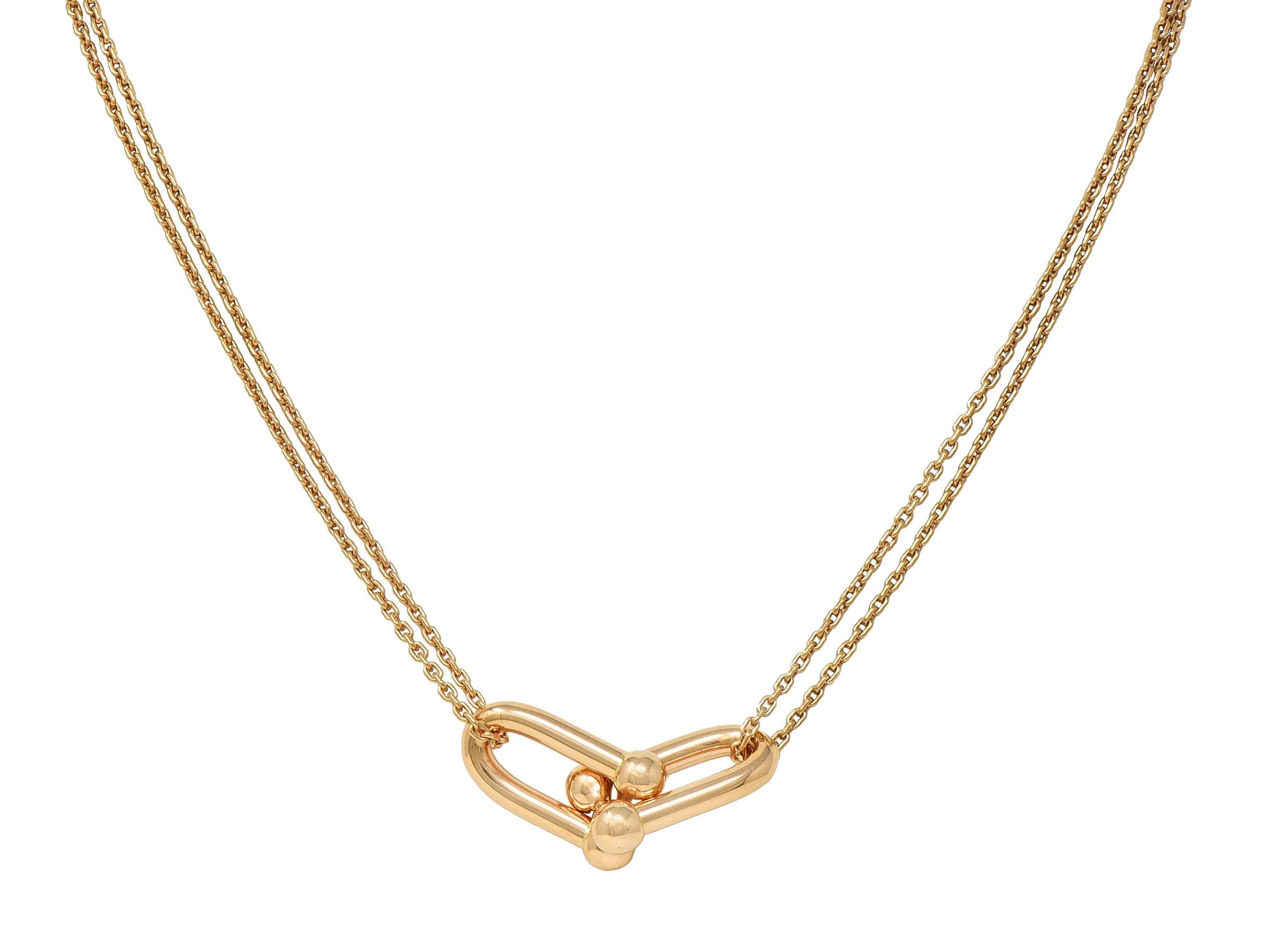 Tiffany & Co. 18 Karat Rose Gold Double Link HardWear Contemporary Necklace