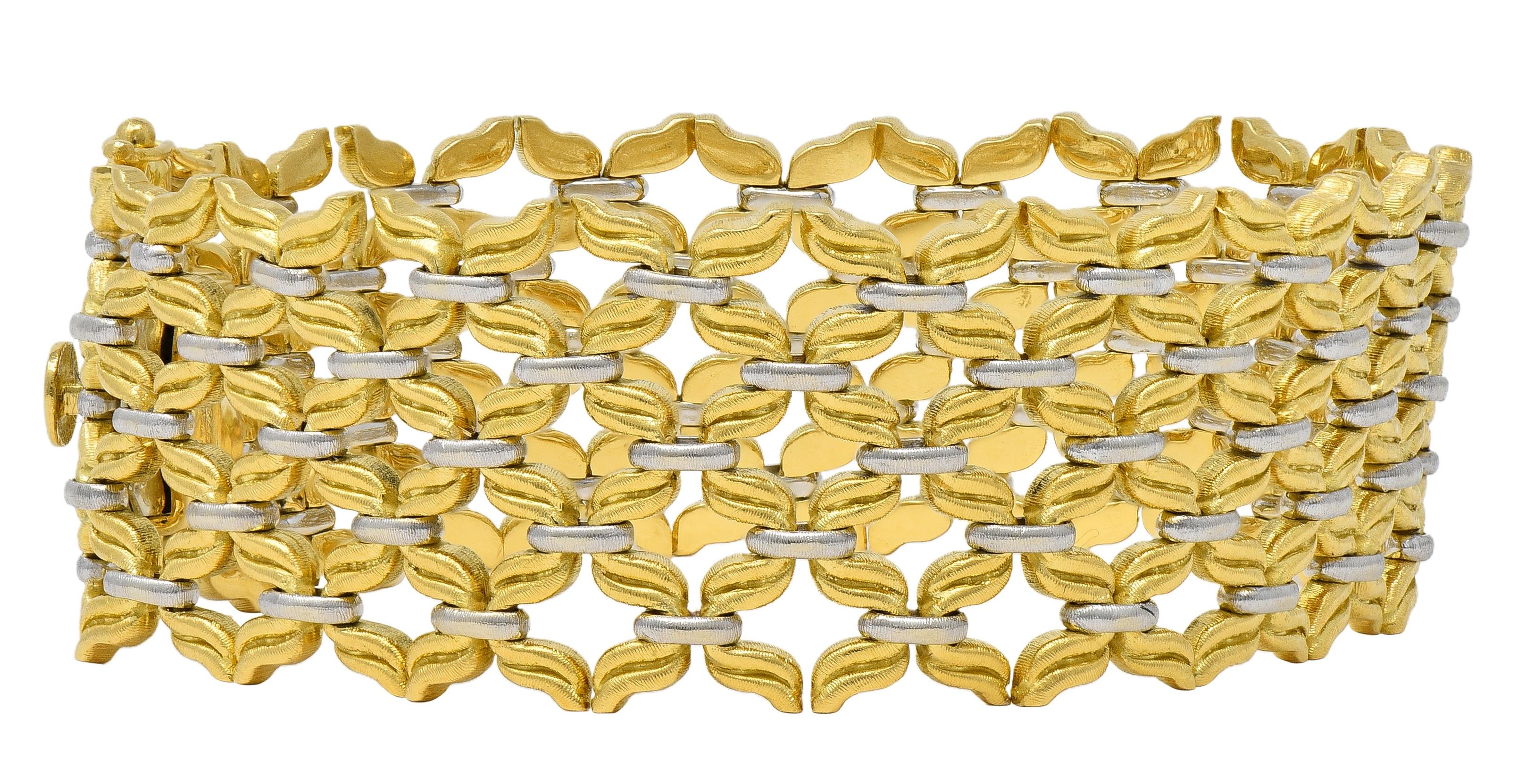 Buccellati 1980's 18 Karat Two-Tone Gold Vintage Woven Link Bracelet