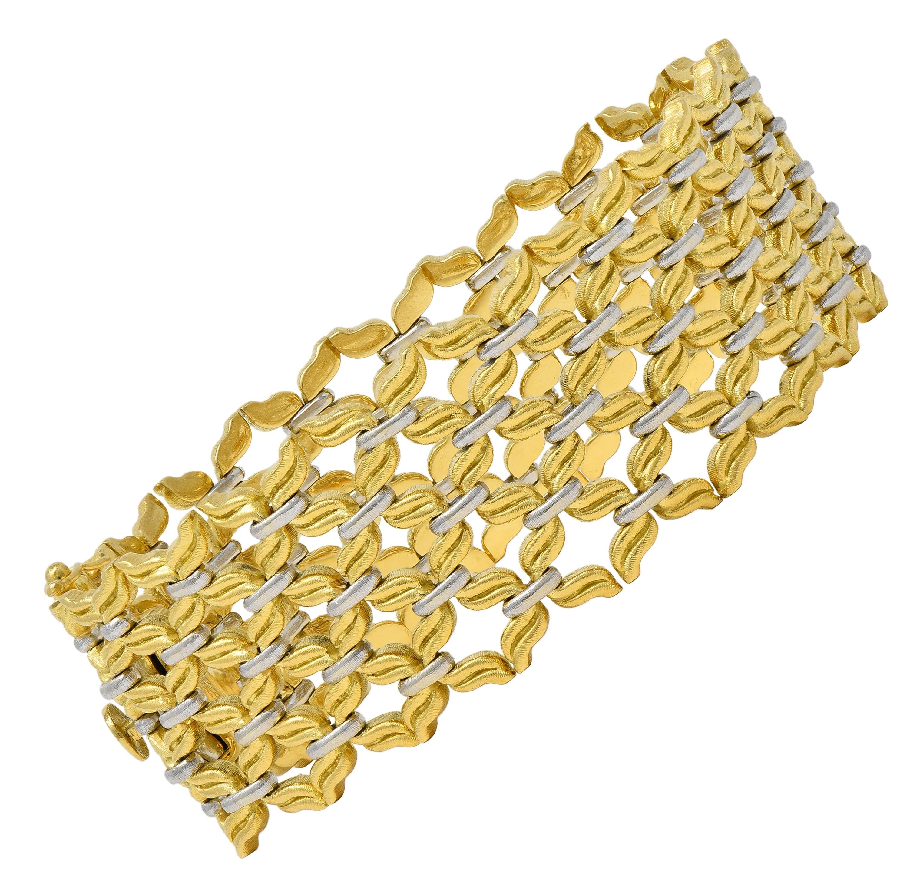Buccellati 1980's 18 Karat Two-Tone Gold Vintage Woven Link Bracelet