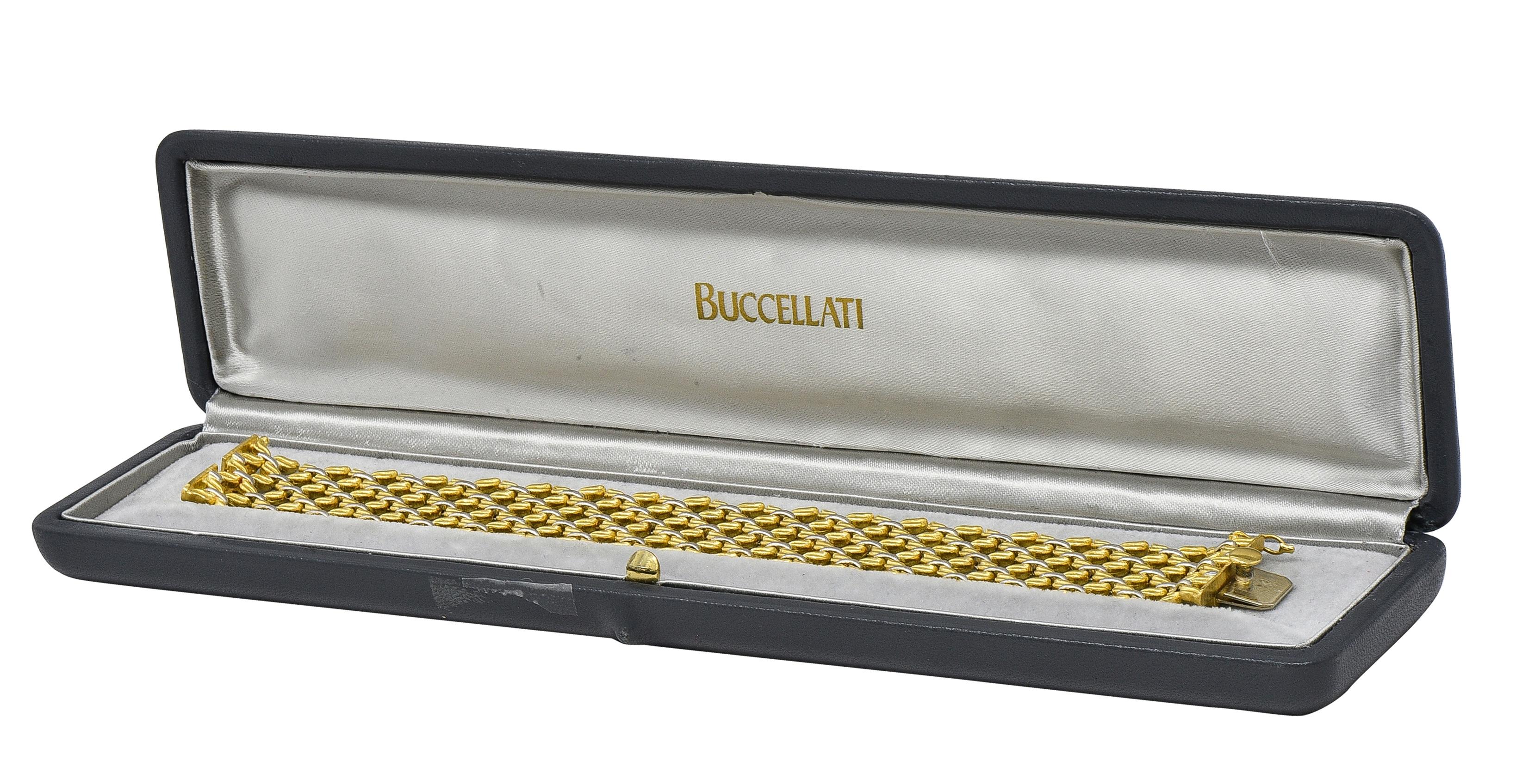 Buccellati 1980's 18 Karat Two-Tone Gold Vintage Woven Link Bracelet