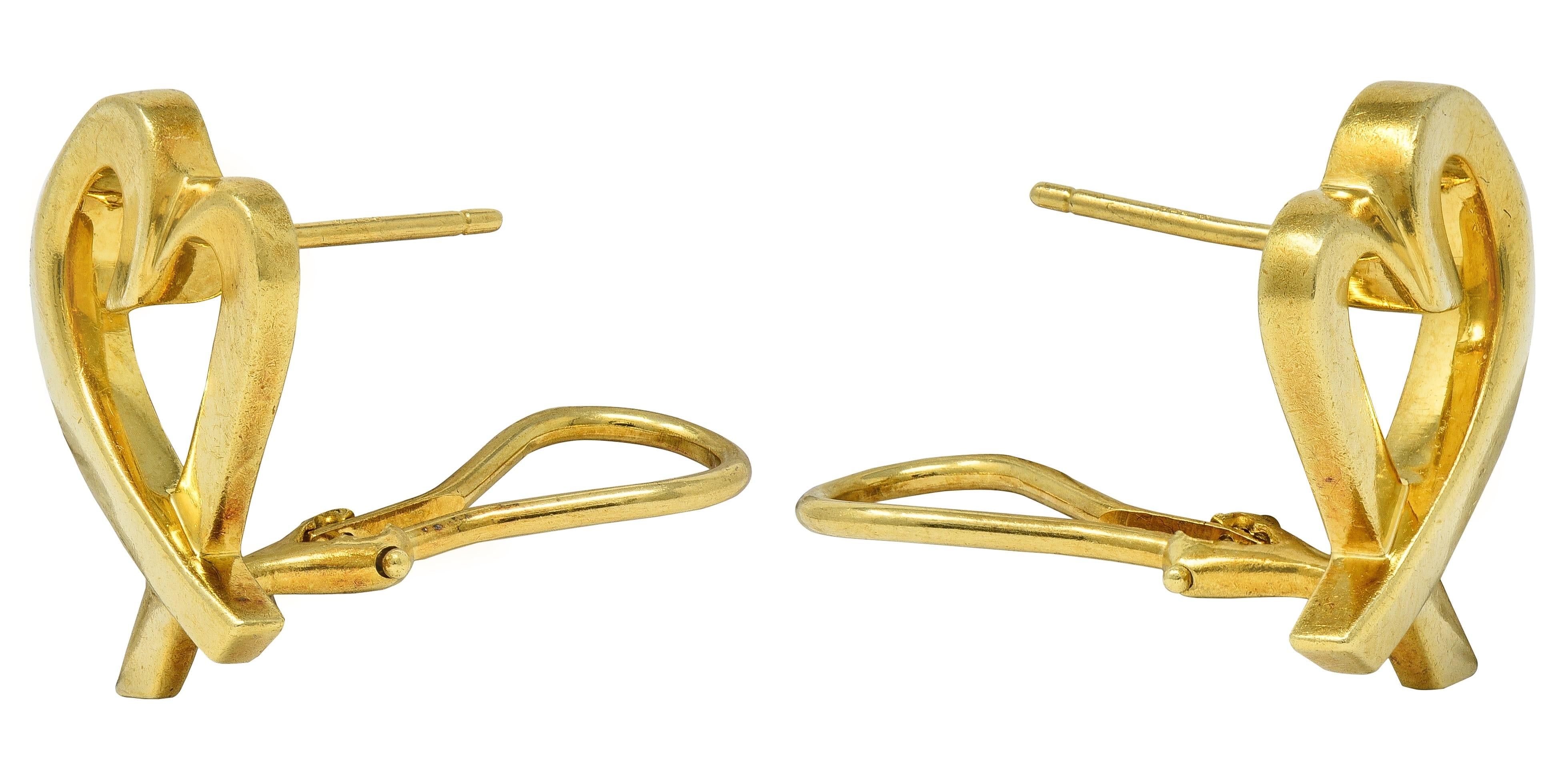 Paloma Picasso Tiffany & Co. 1990's 18K Gold Vintage Loving Heart Earrings