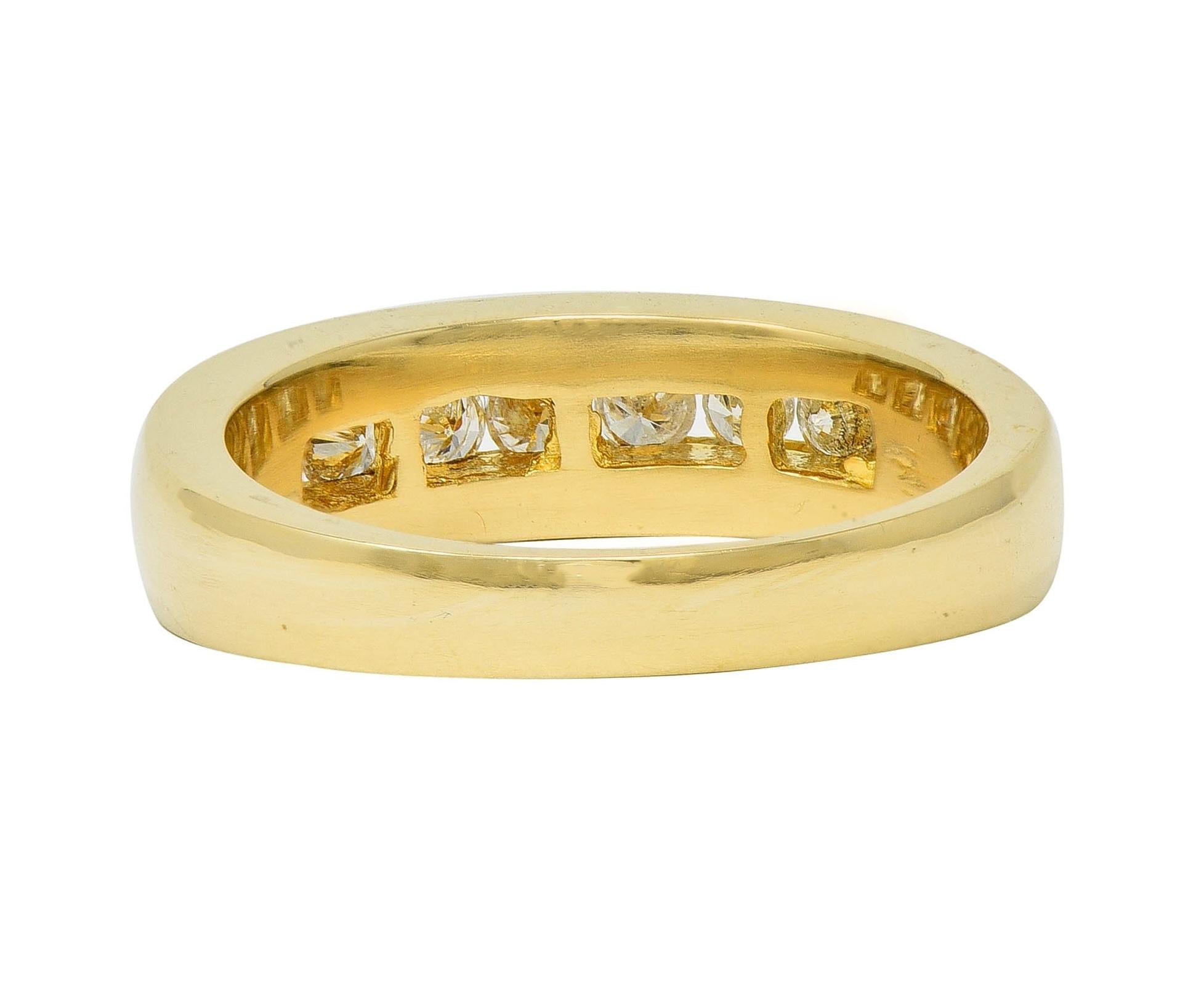 1990's 0.48 CTW Diamond 14 Karat Yellow Gold Vintage Channel Band Ring