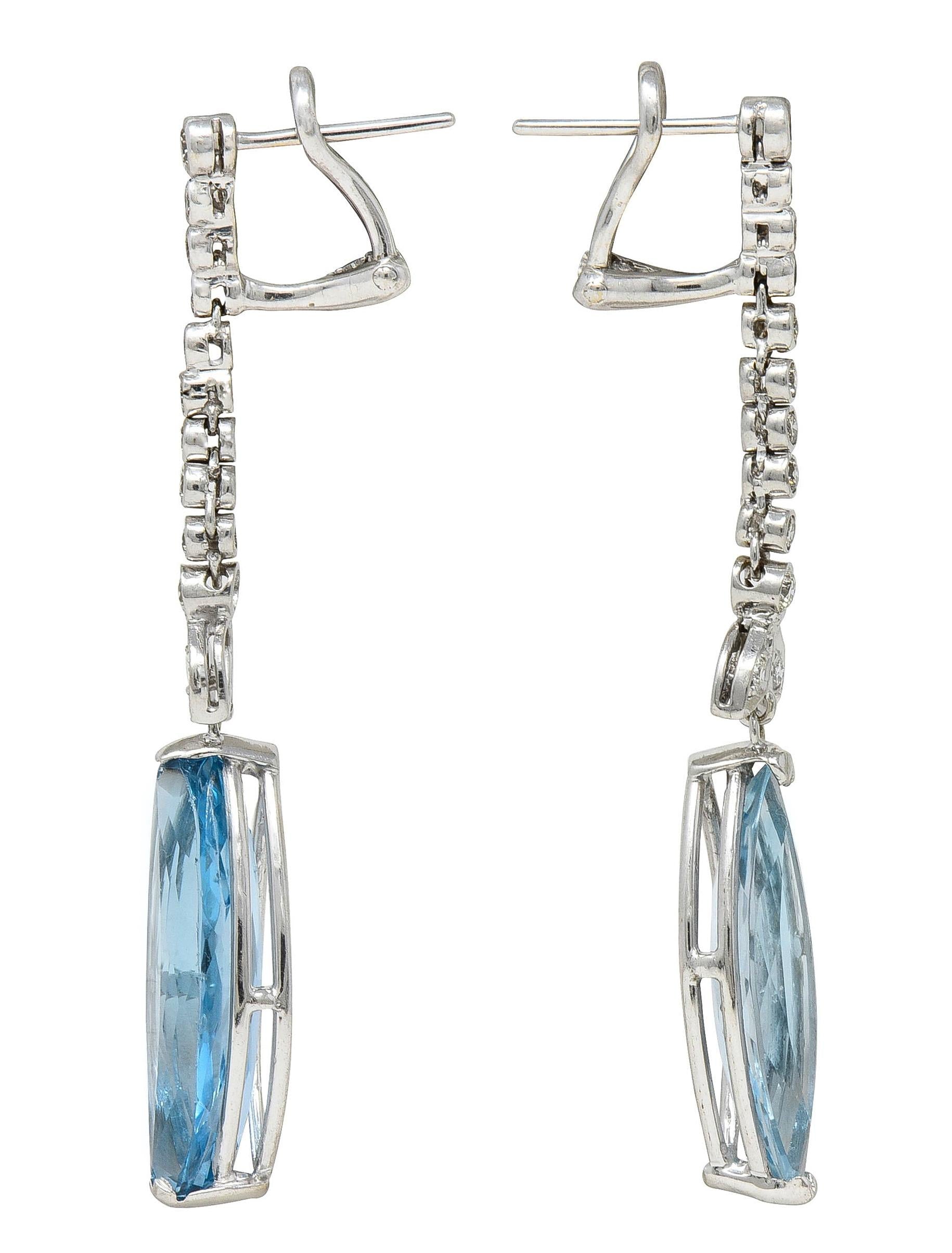 Contemporary 9.10 CTW Topaz Diamond 14 Karat White Gold Drop Earrings