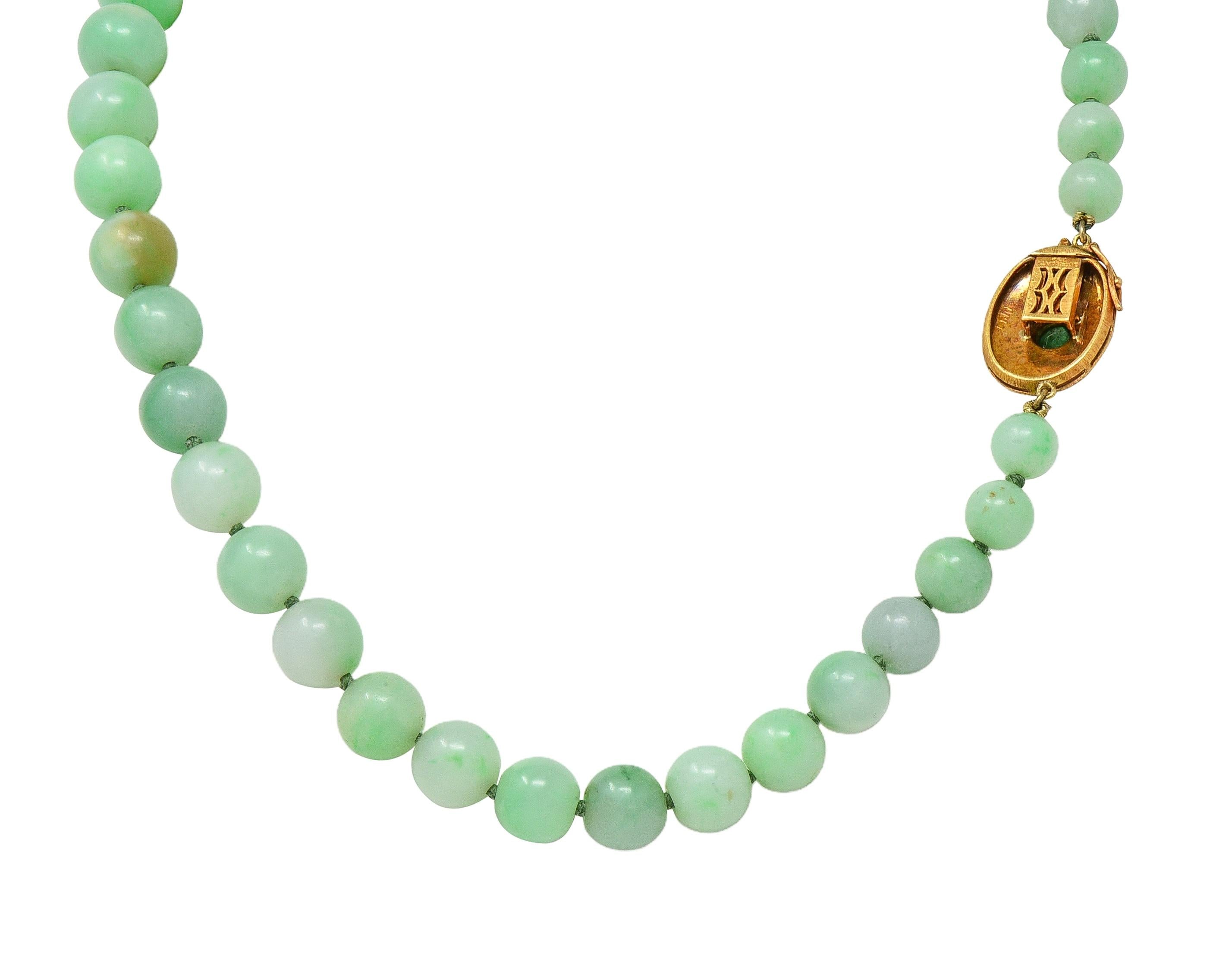 Buccellati 1976 Jade Emerald 18 Karat Yellow Gold Vintage Beaded Strand Necklace