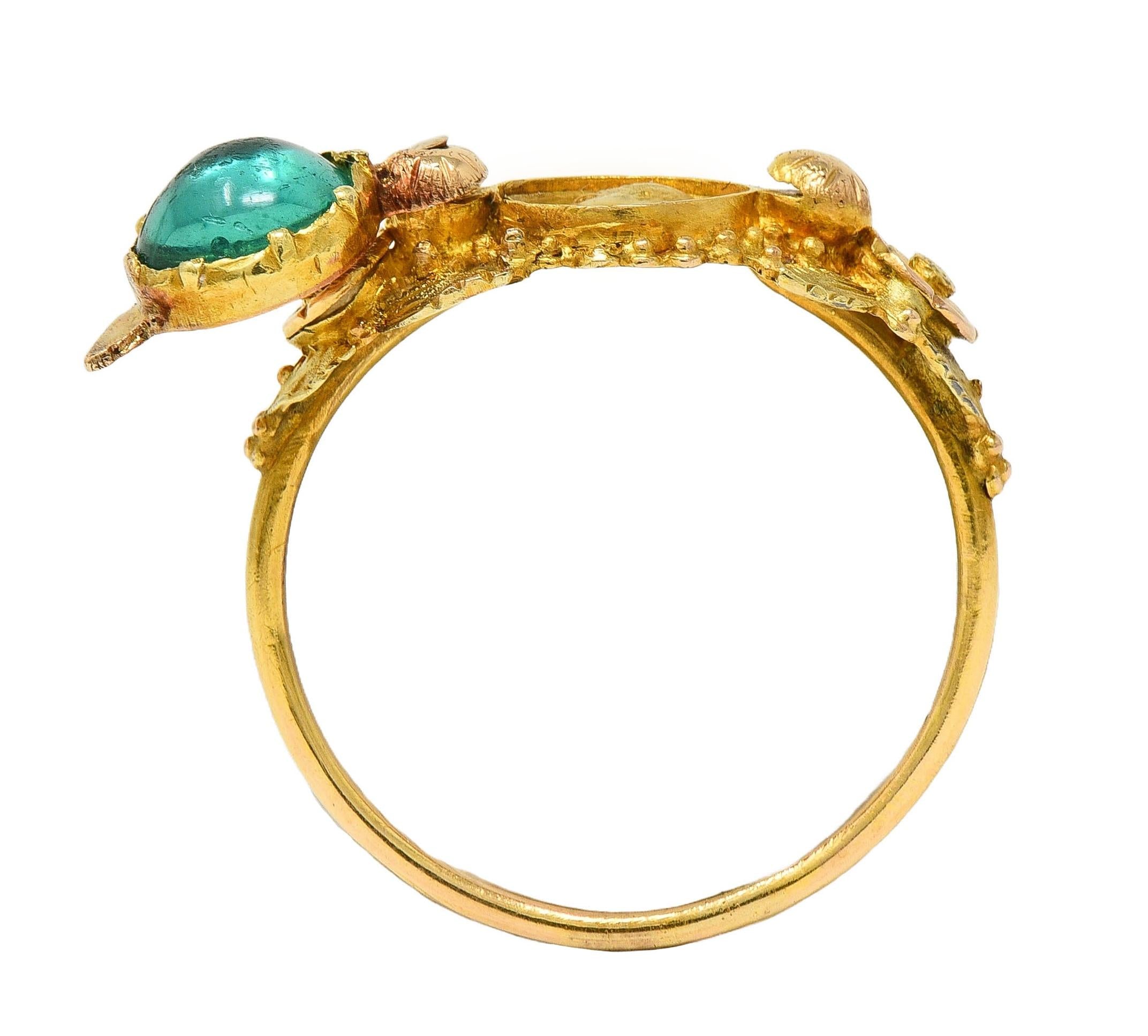 Georgian Emerald 22 Karat Gold Antique Napoleon Bonaparte Death Token Ring