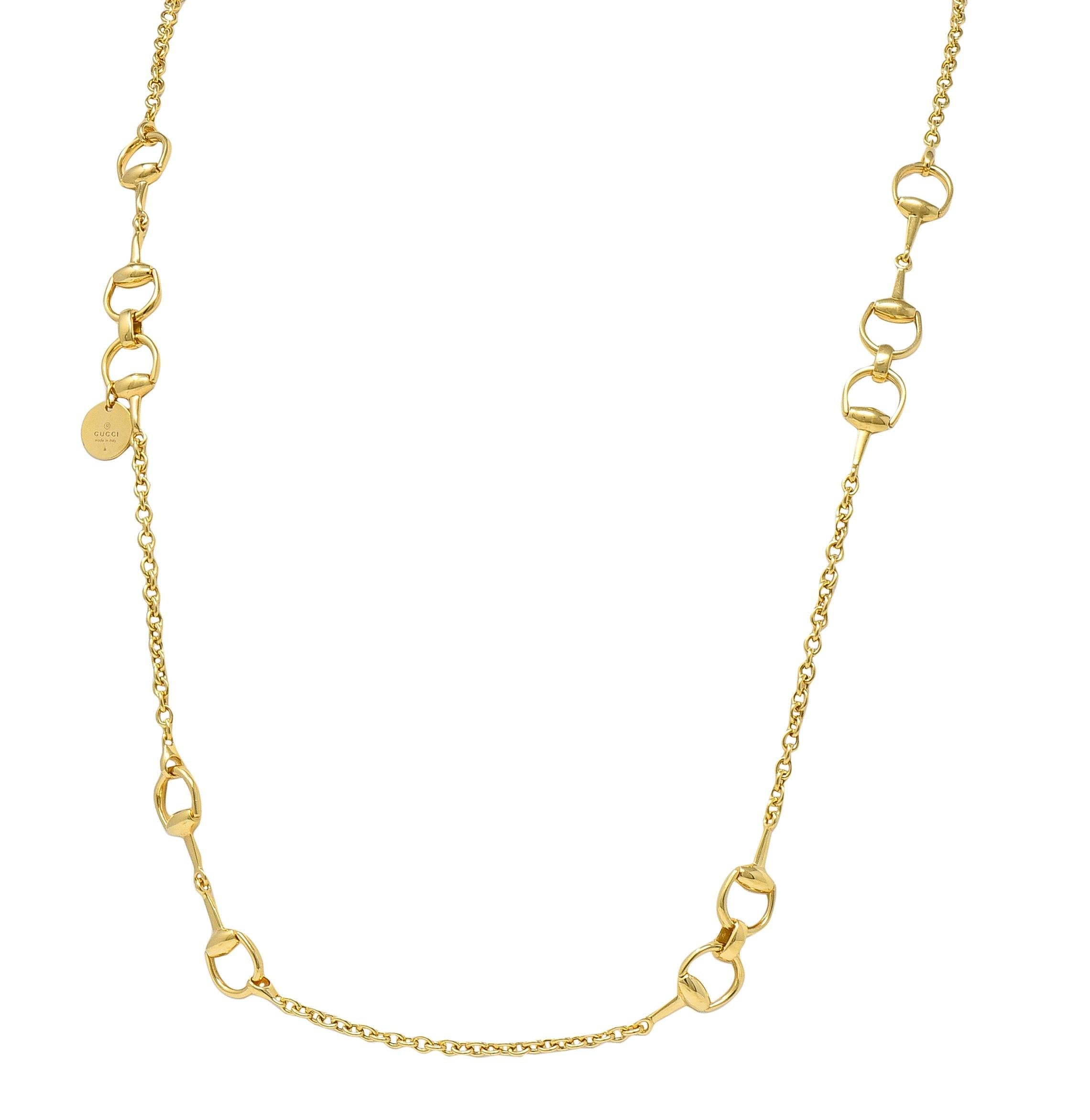 Gucci 1990's 18 Karat Yellow Gold Vintage Horsebit 36 IN Long Chain Necklace