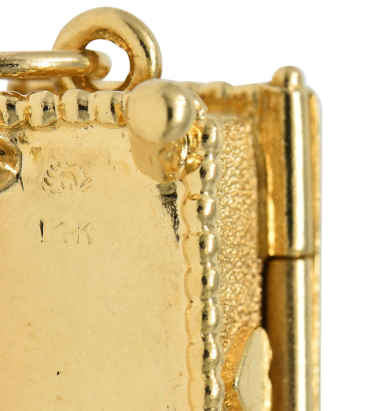 1960's Sapphire Ruby 14 Karat Yellow Gold Vintage Hope Chest Pendant Charm