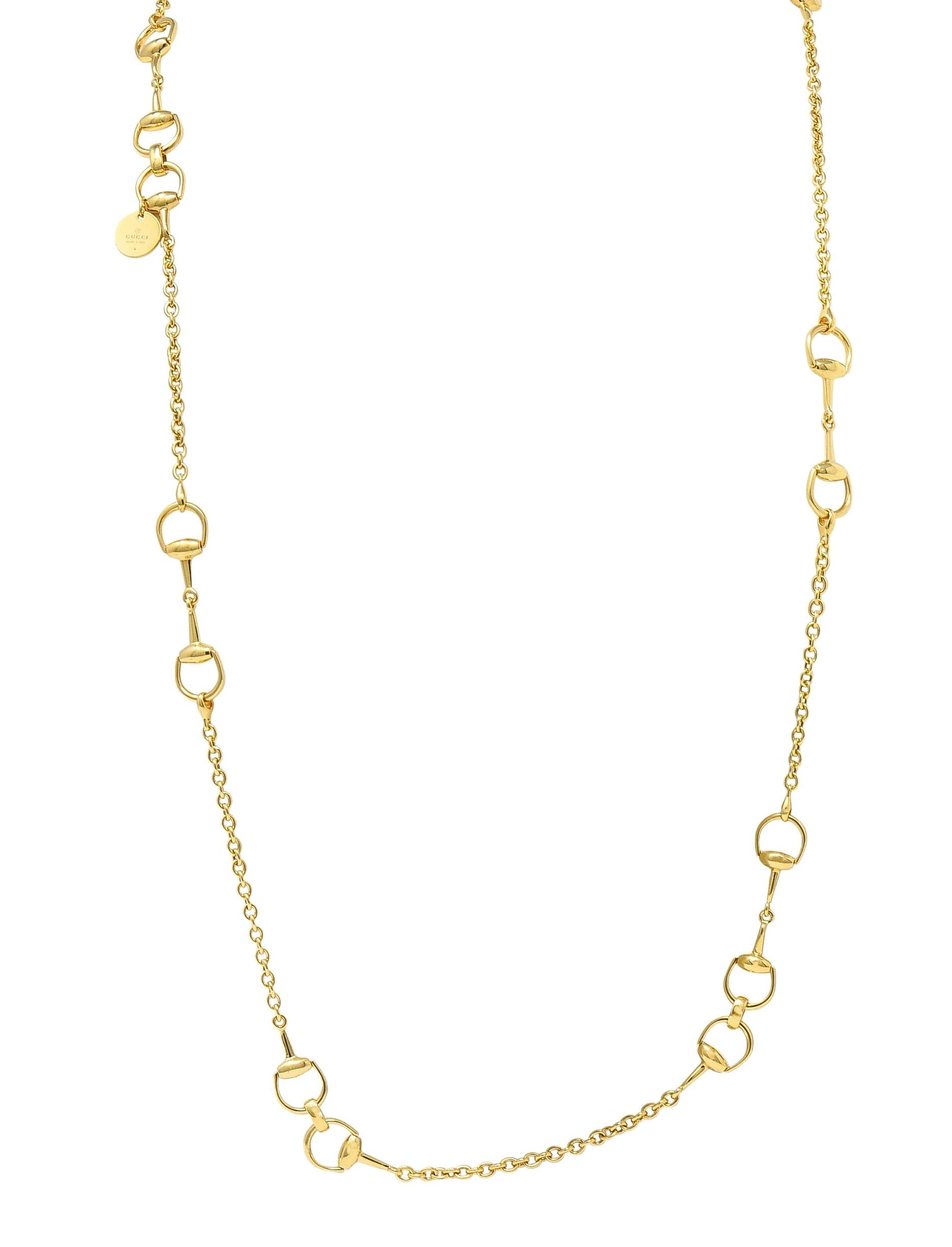 Gucci 1990's 18 Karat Yellow Gold Vintage Horsebit 36 IN Long Chain Necklace