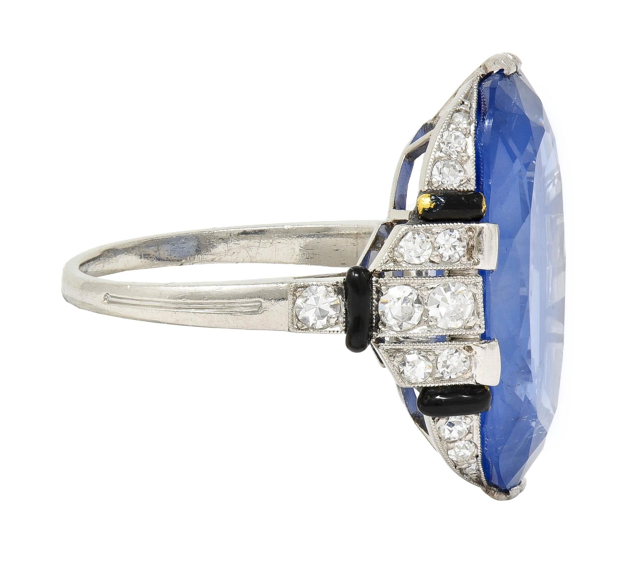 Sellier Dumont Art Deco French Ceylon Sapphire Diamond Platinum Vintage Ring