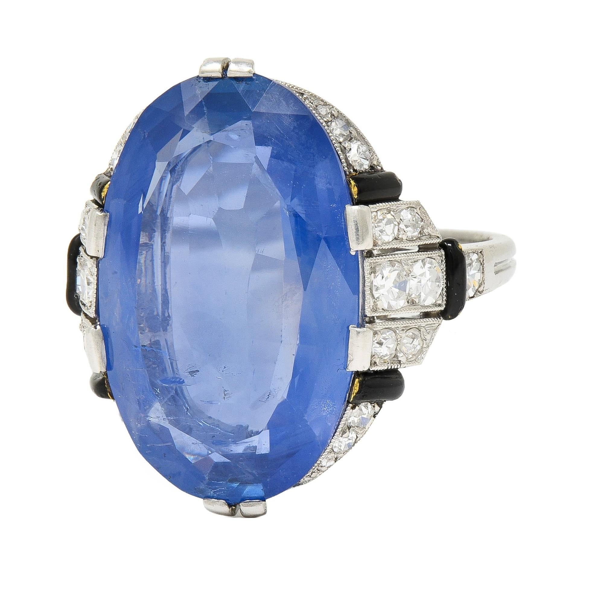 Sellier Dumont Art Deco French Ceylon Sapphire Diamond Platinum Vintage Ring