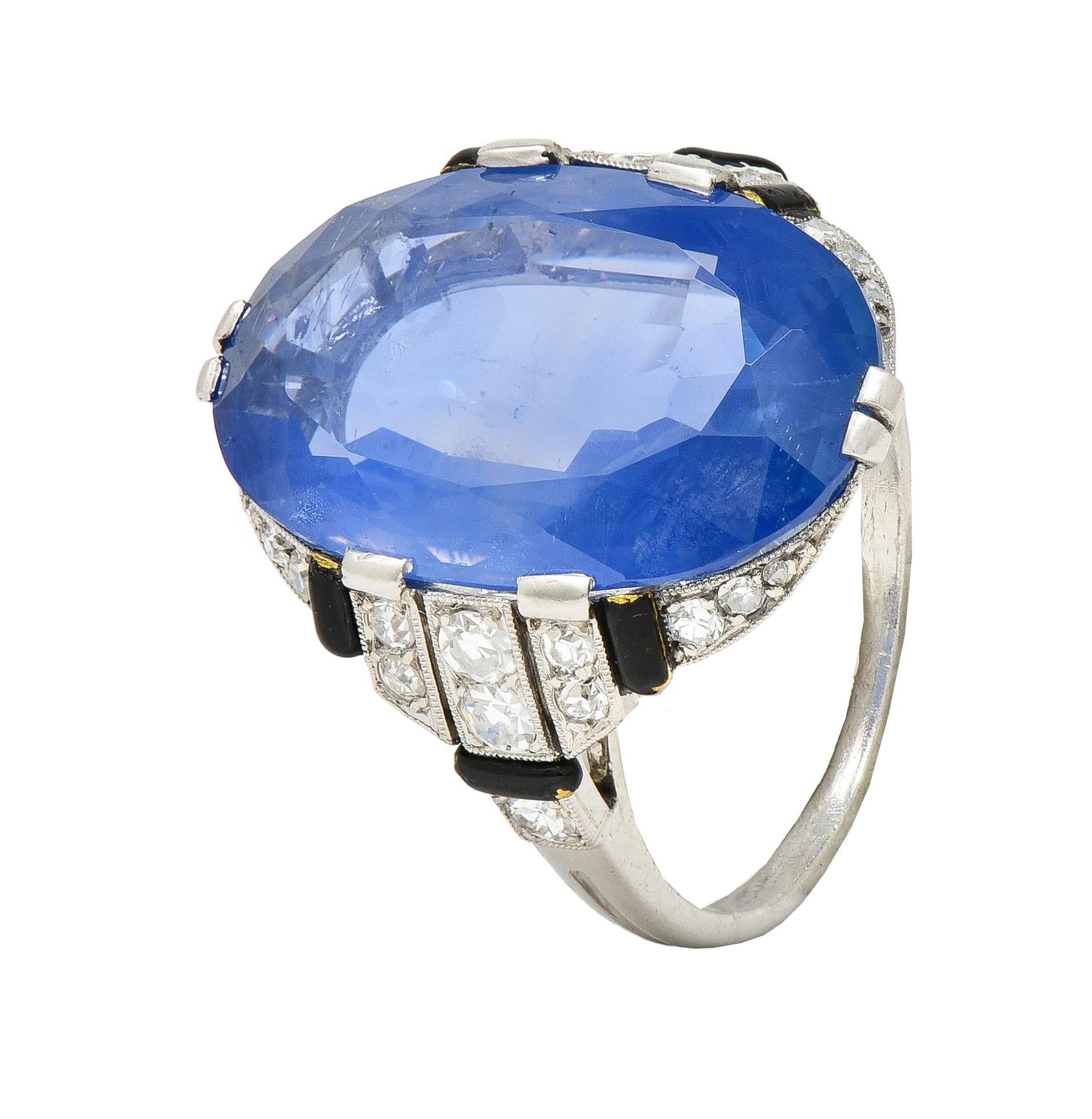 Sellier Dumont Art Deco French Ceylon Sapphire Diamond Platinum Vintage Ring