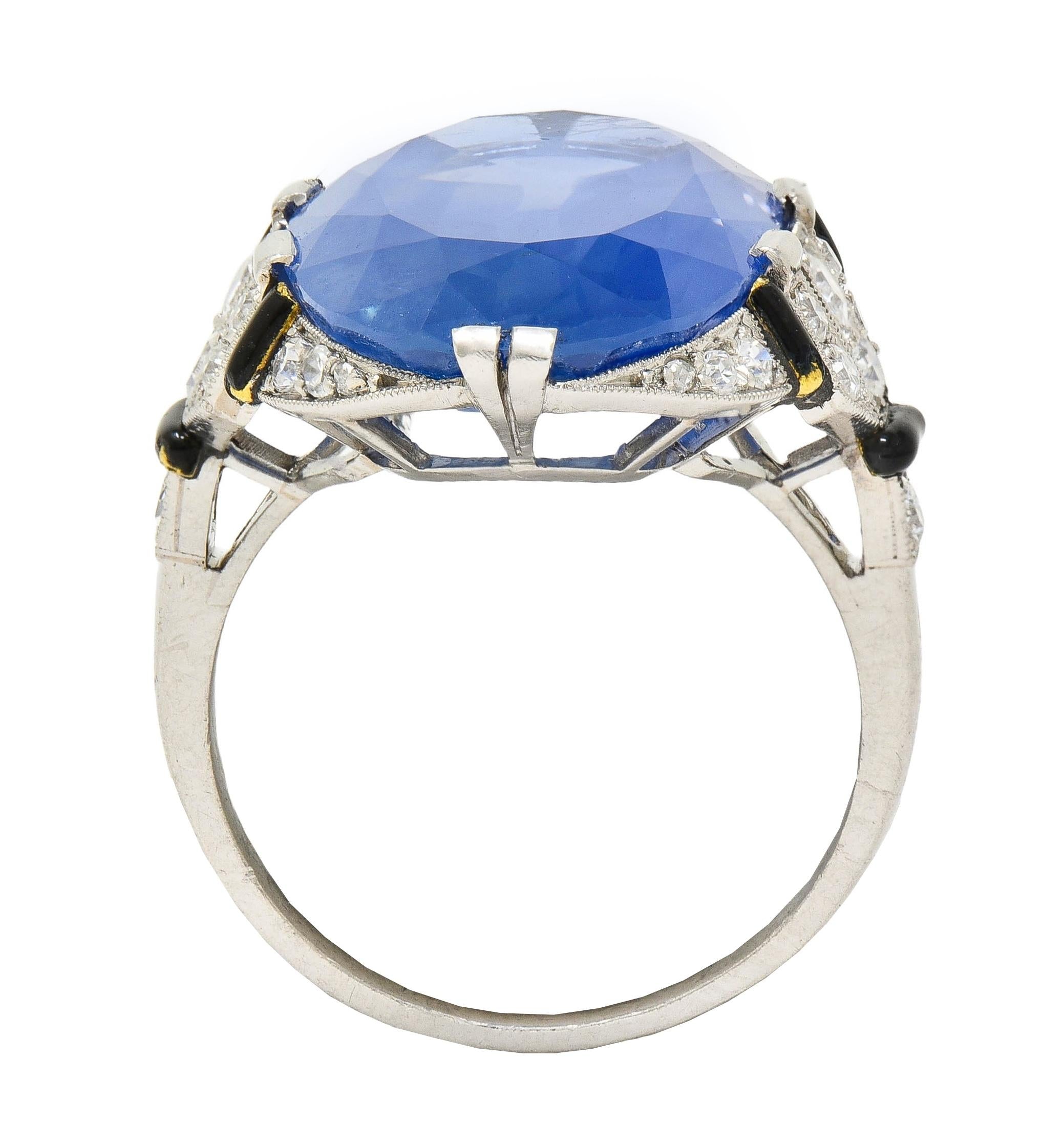 Sellier Dumont Art Deco French Ceylon Sapphire Diamond Platinum Vintage Ring