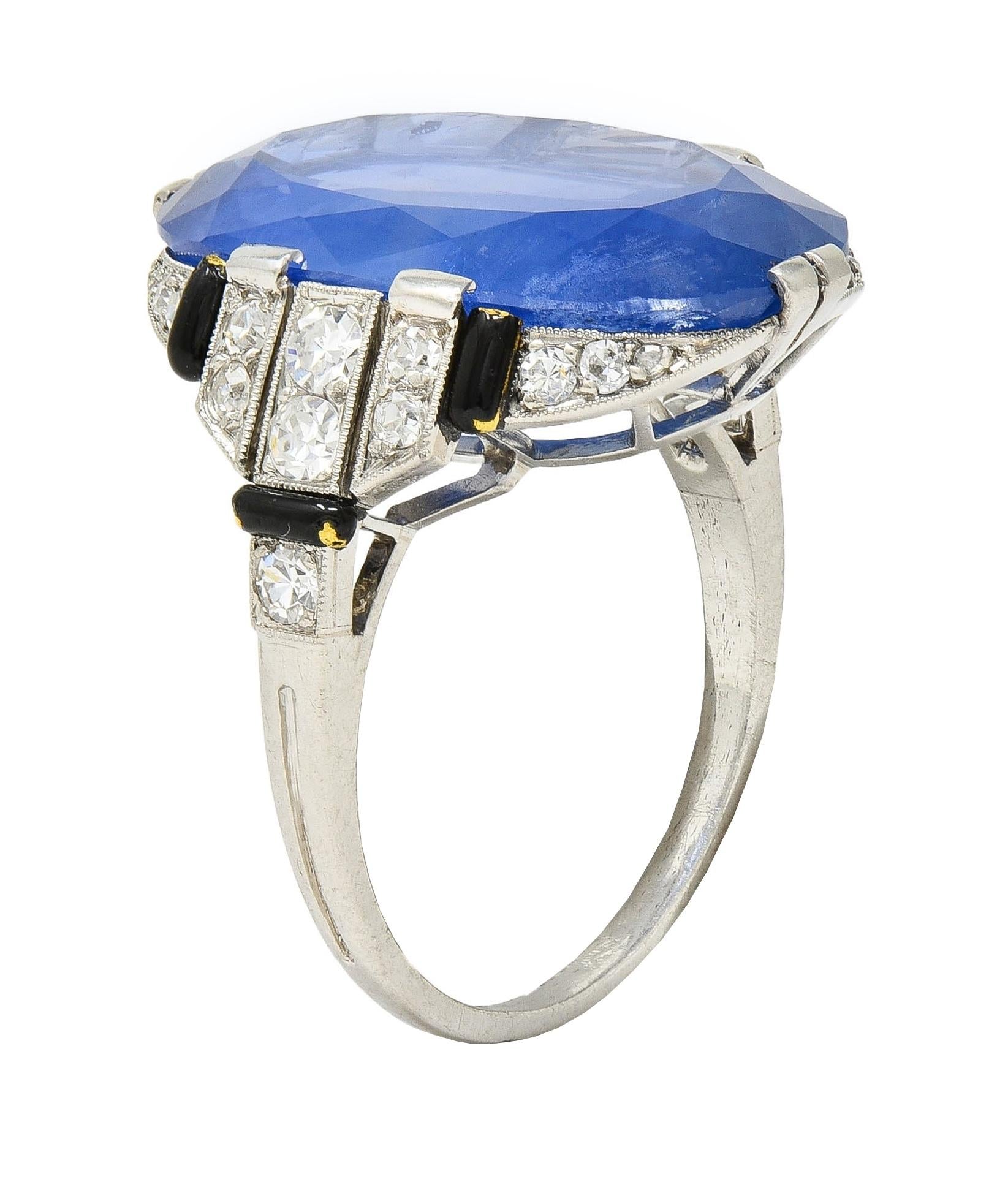 Sellier Dumont Art Deco French Ceylon Sapphire Diamond Platinum Vintage Ring