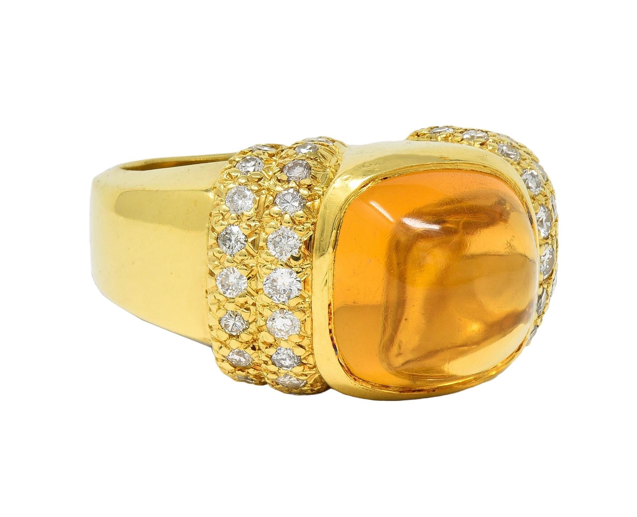 Marlene Stowe 1980s 6.36 CTW Citrine Diamond 18 Karat Gold Vintage Ring