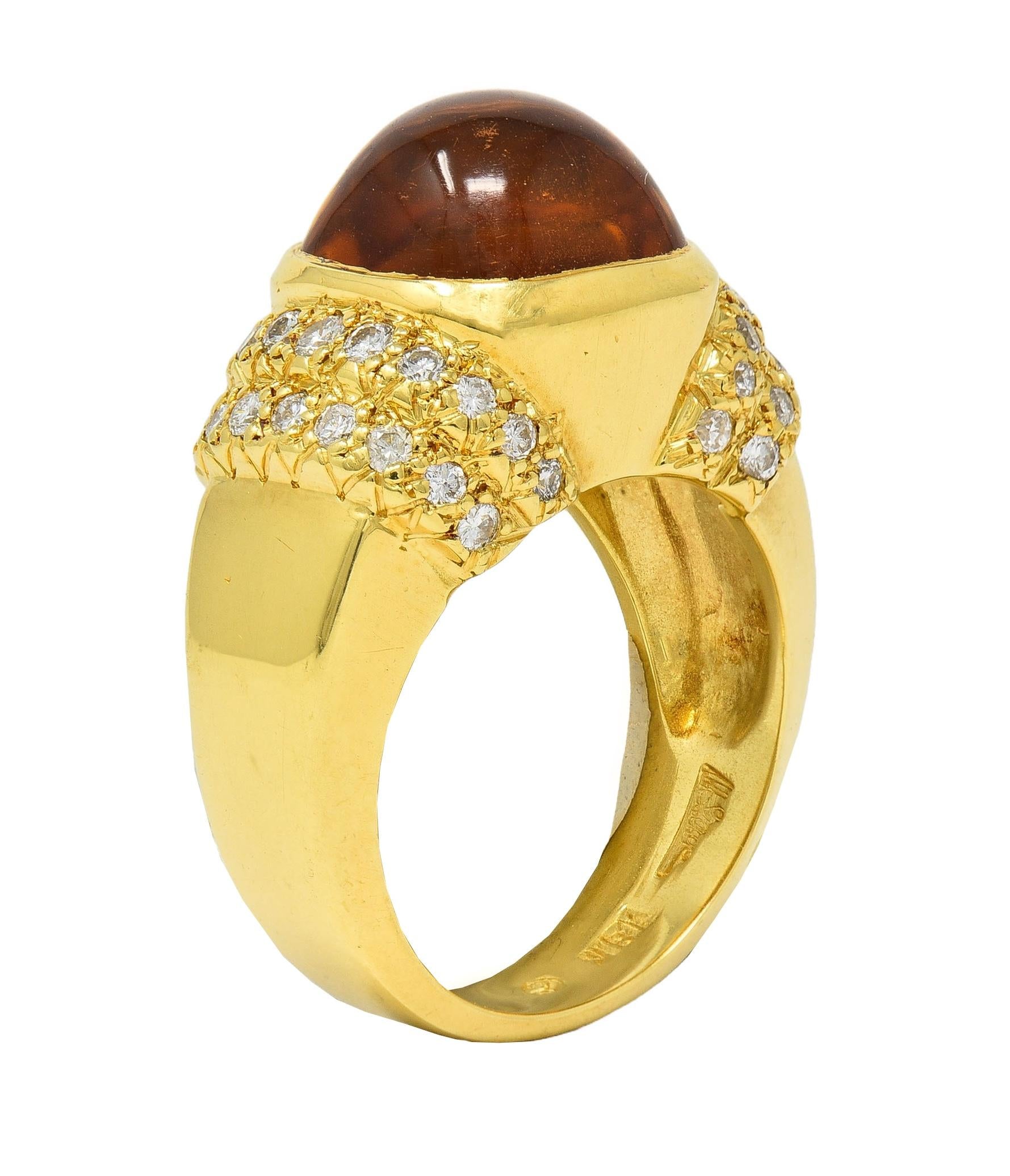 Marlene Stowe 1980s 6.36 CTW Citrine Diamond 18 Karat Gold Vintage Ring