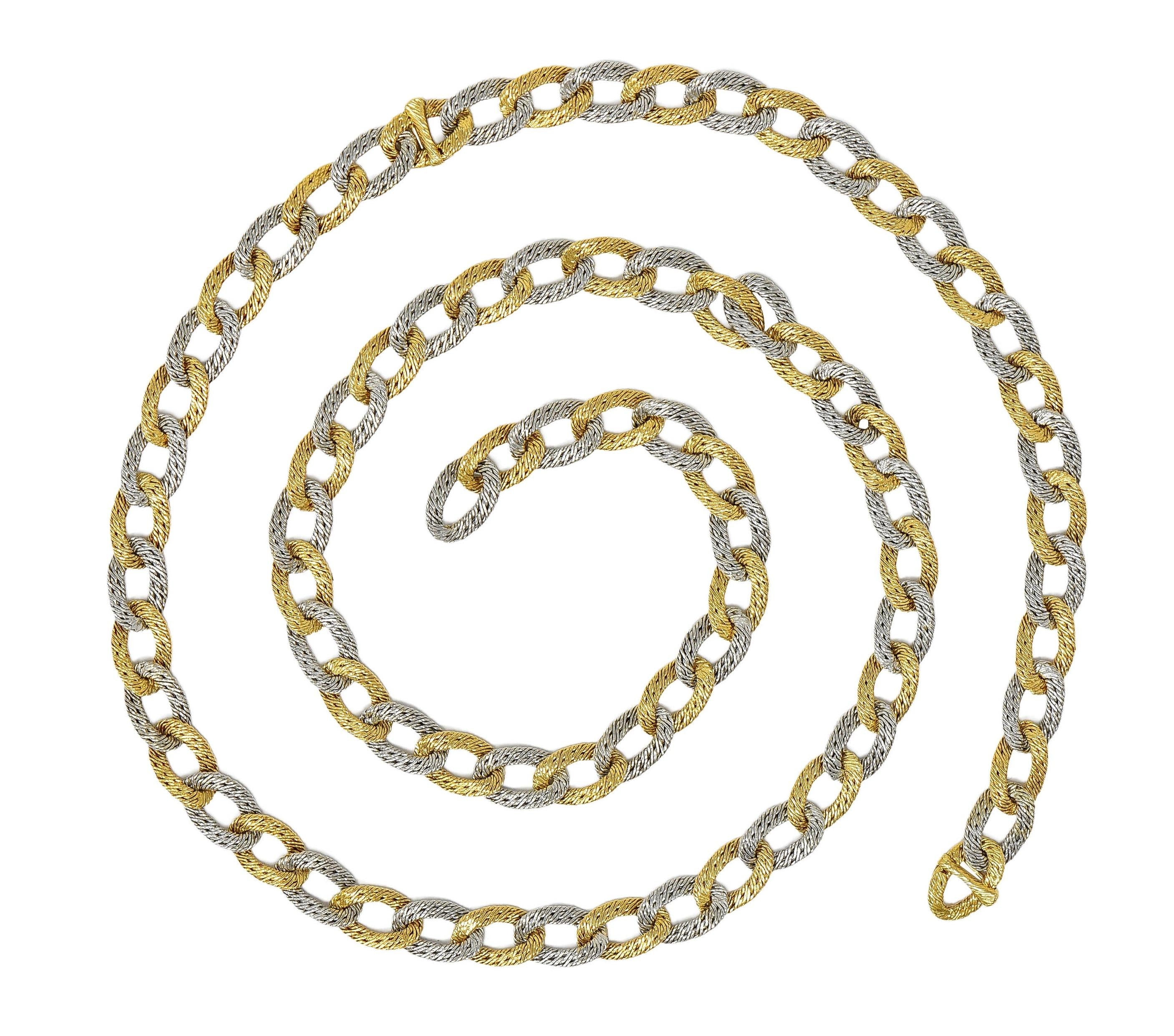 L'Enfant 18 Karat Two-Tone Gold Vintage Woven Curb Link Chain Necklace Bracelet