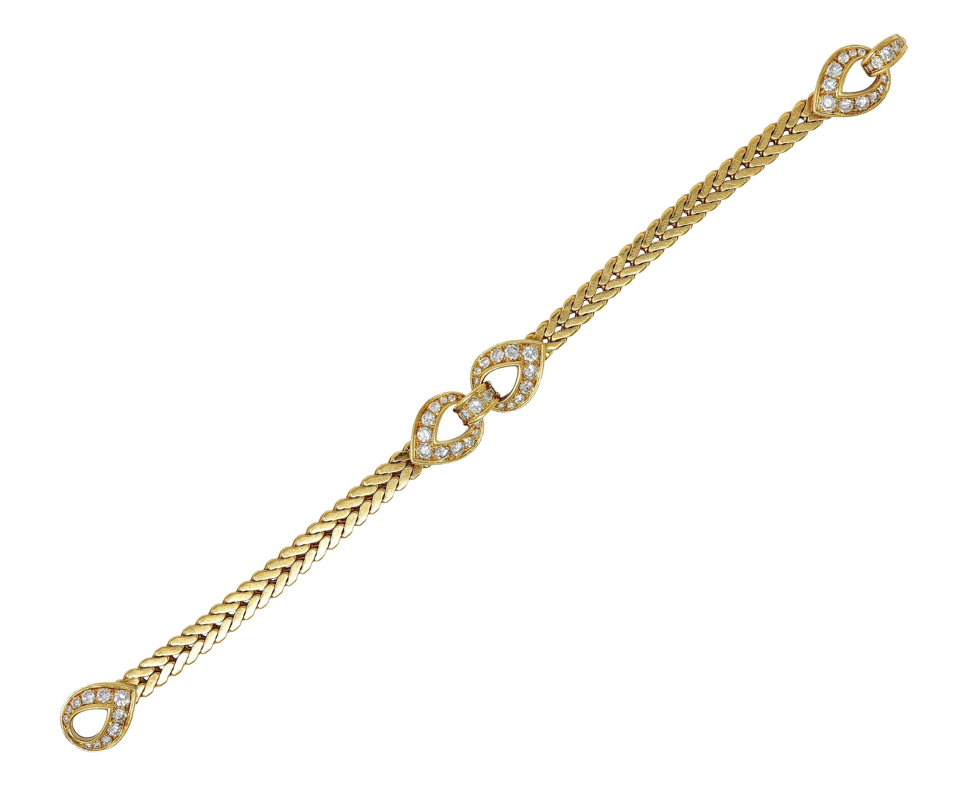 Cartier Paris 1.78 CTW Diamond 18 Karat Yellow Gold Vintage Agrafe Bracelet