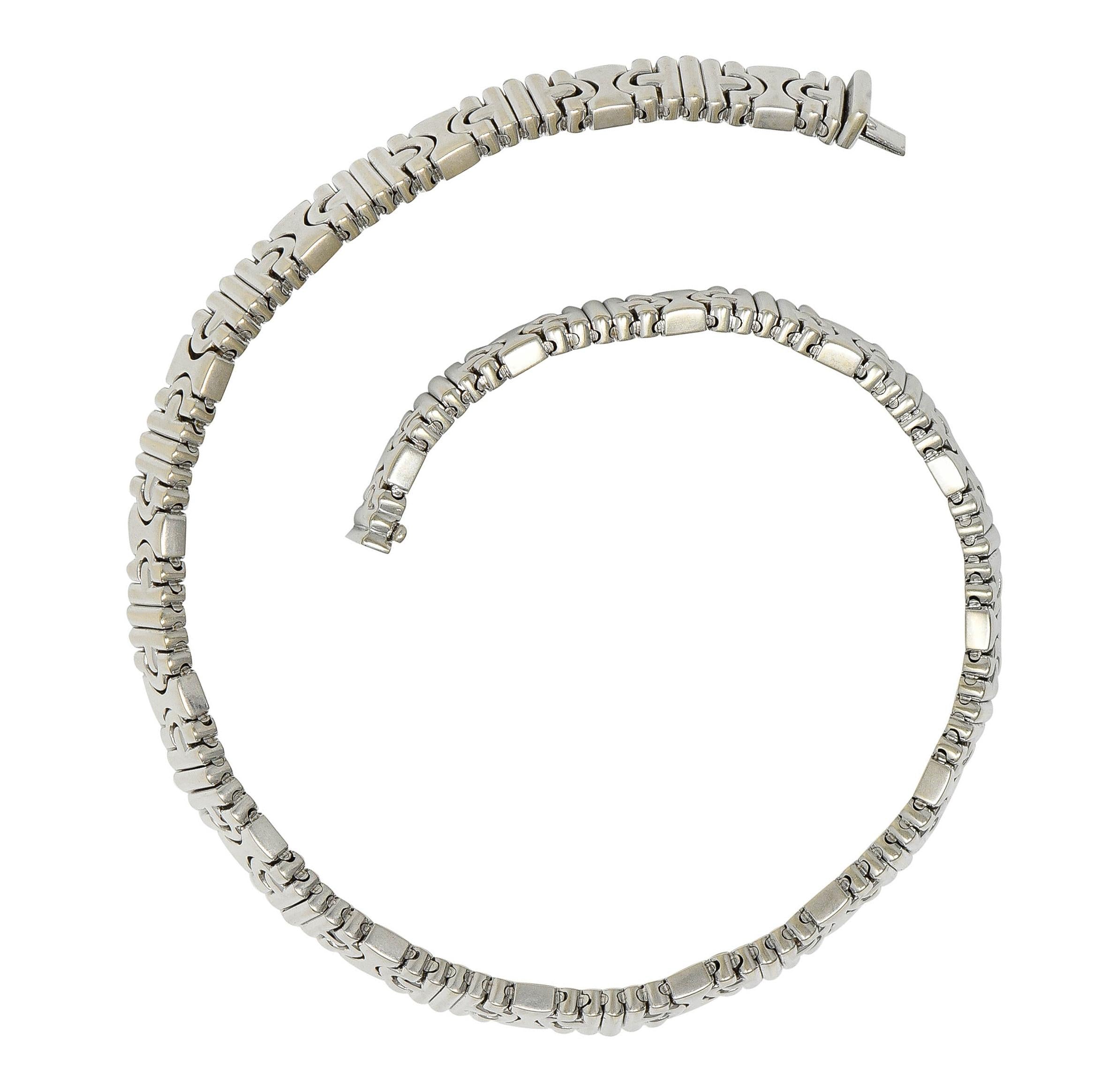 Bulgari 1980's 18 Karat White Gold Vintage Parentesi Collar Necklace