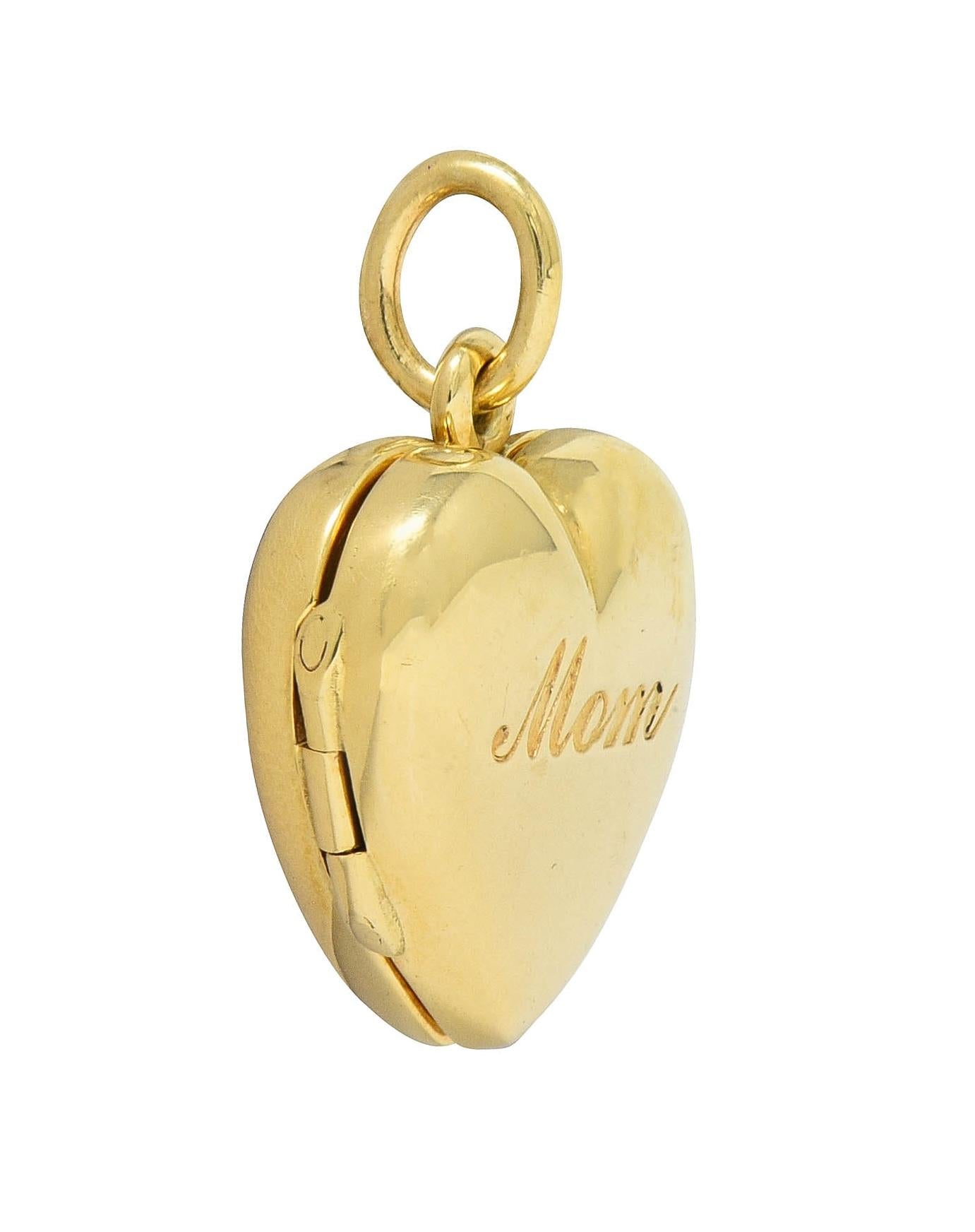 Tiffany & Co. 14 Karat Yellow Gold Mom Heart Locket Pendant