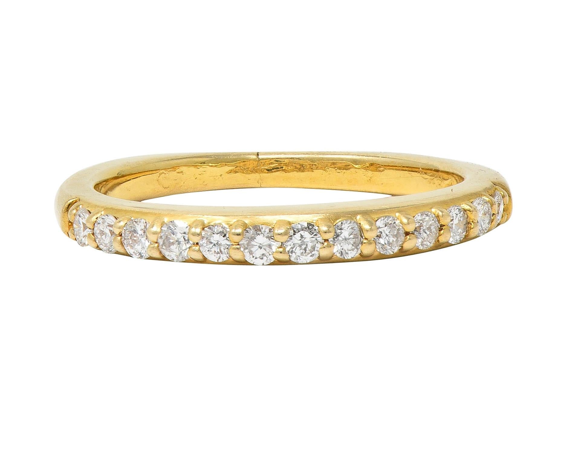 Contemporary 0.26 CTW Diamond 14 Karat Yellow Gold Stacking Band Ring