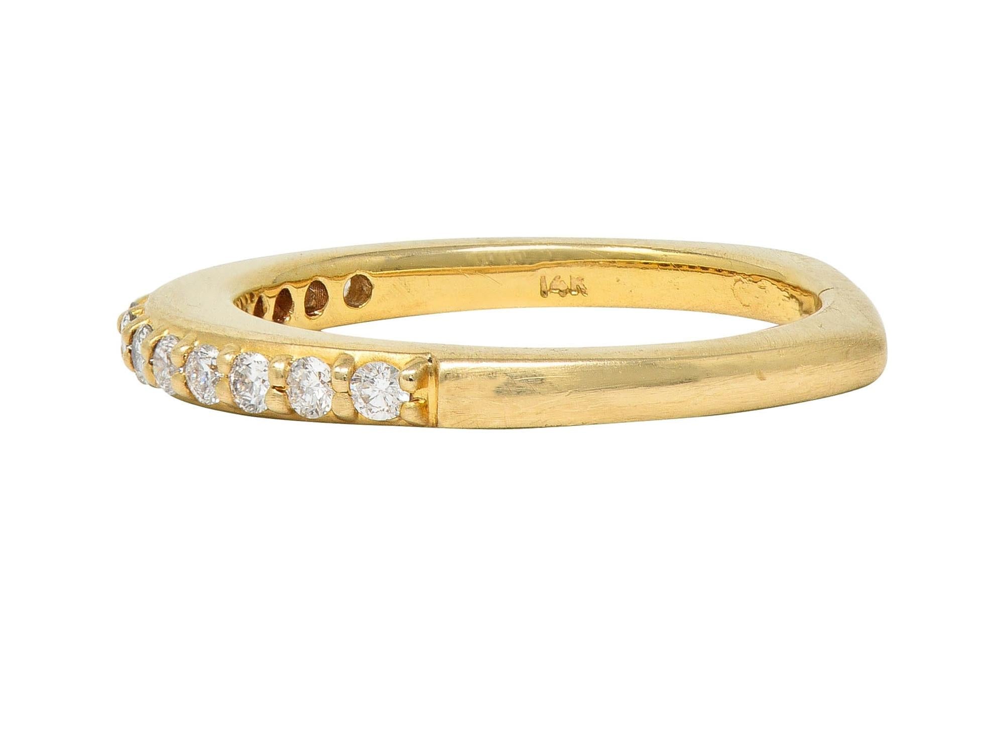 Contemporary 0.26 CTW Diamond 14 Karat Yellow Gold Stacking Band Ring