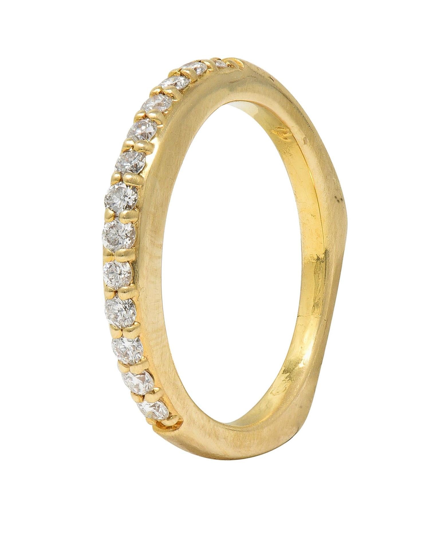 Contemporary 0.26 CTW Diamond 14 Karat Yellow Gold Stacking Band Ring