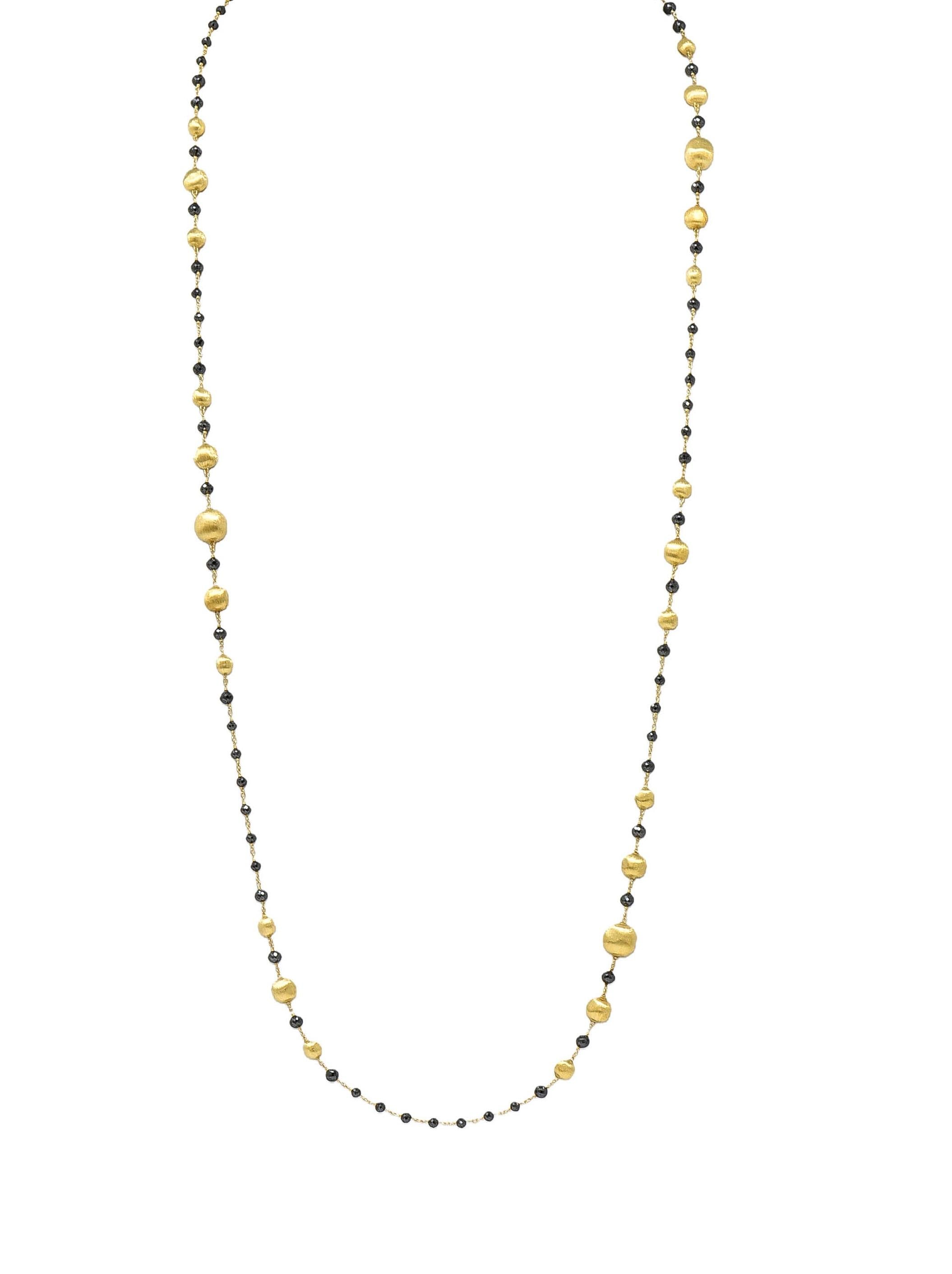 Marco Bicego Contemporary Faceted Black Diamond 18K Gold Bead Africa Necklace