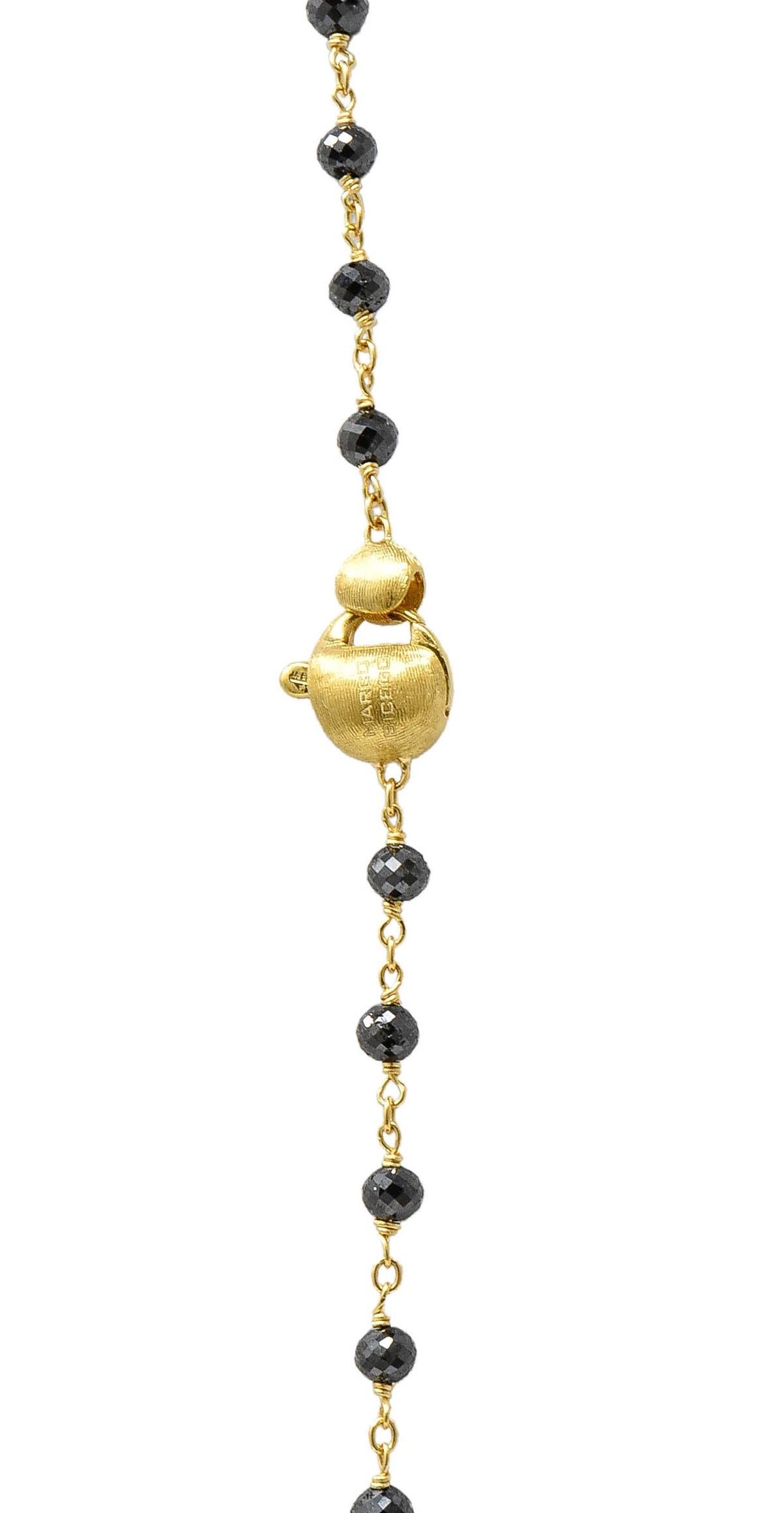 Marco Bicego Contemporary Faceted Black Diamond 18K Gold Bead Africa Necklace