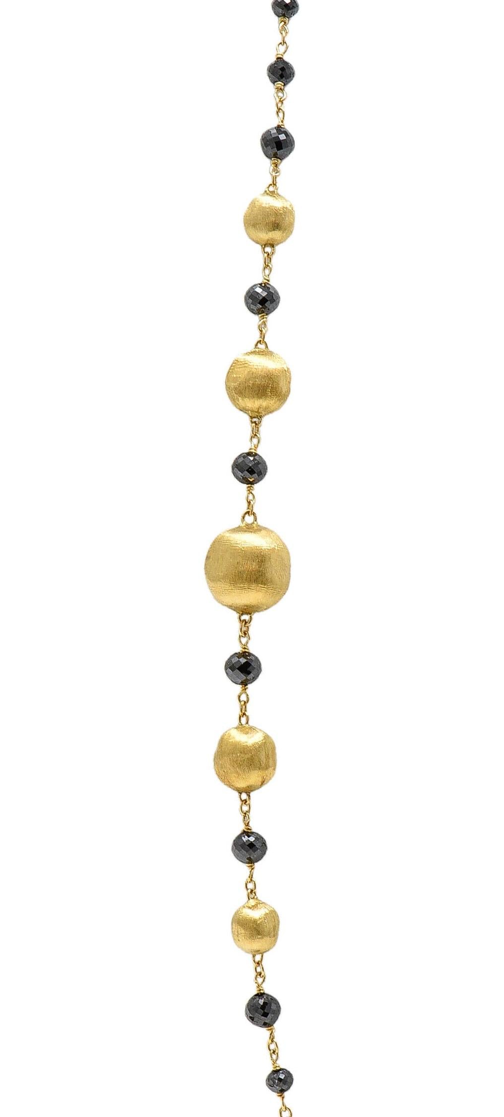 Marco Bicego Contemporary Faceted Black Diamond 18K Gold Bead Africa Necklace