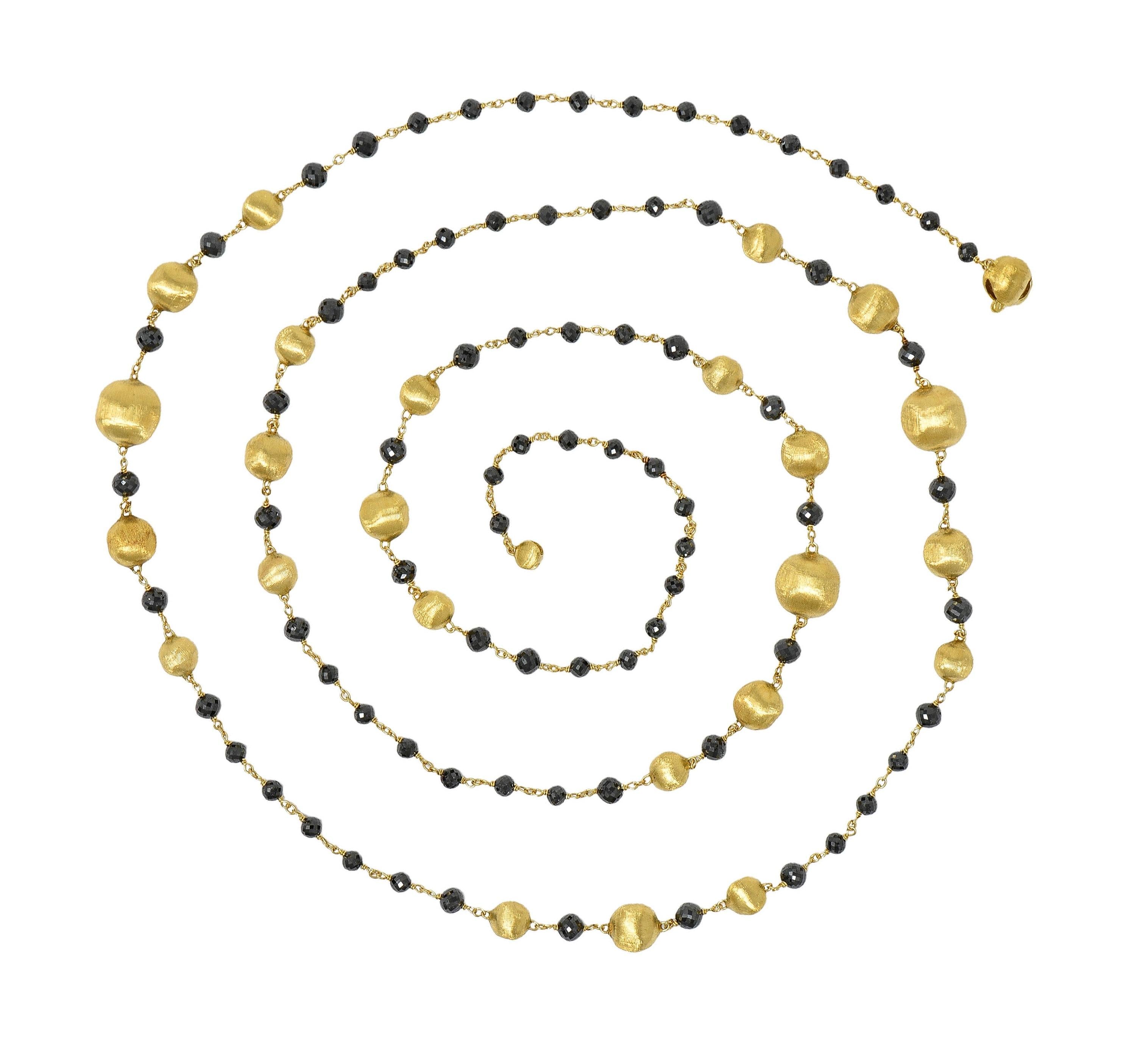 Marco Bicego Contemporary Faceted Black Diamond 18K Gold Bead Africa Necklace