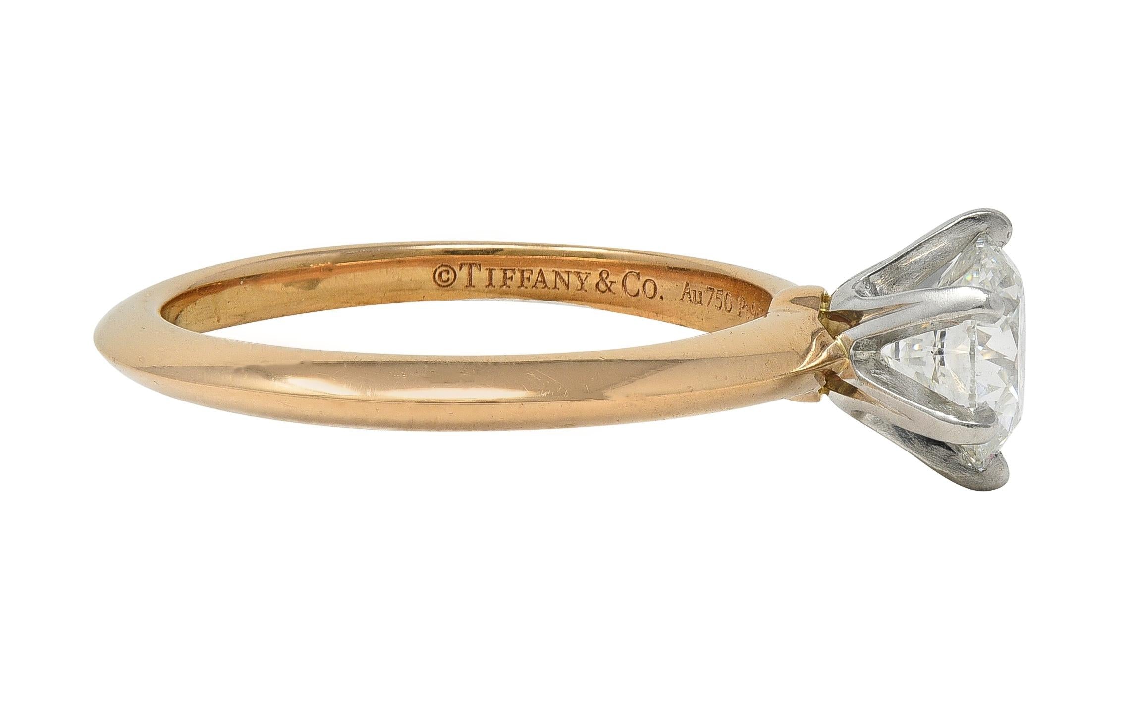 Tiffany & Co. 1.01 CT Diamond Platinum 18K Gold Solitaire Engagement Ring GIA
