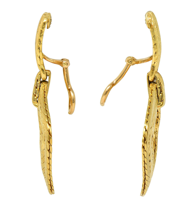 Buccellati 1970's 18K Yellow Gold Rope Vintage Door Knocker Ear-Clip Earrings