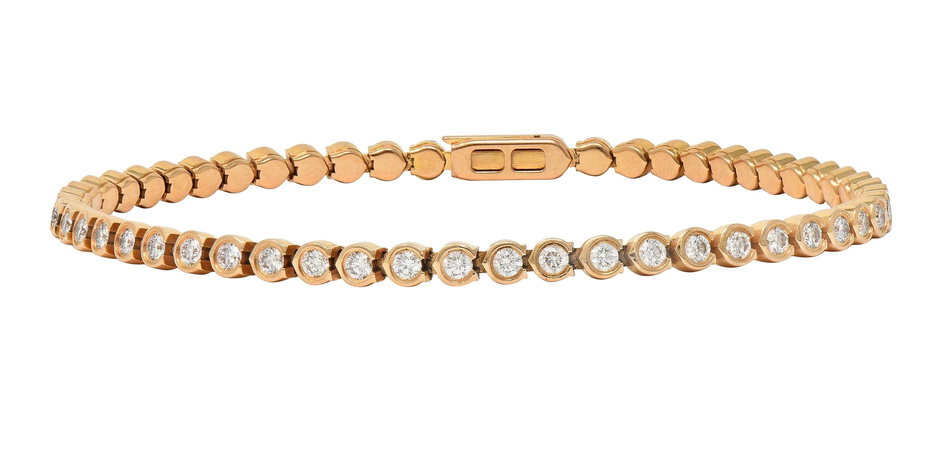 Cartier 1.54 CTW Diamond 18 Karat Rose Gold C De Cartier Line Bracelet