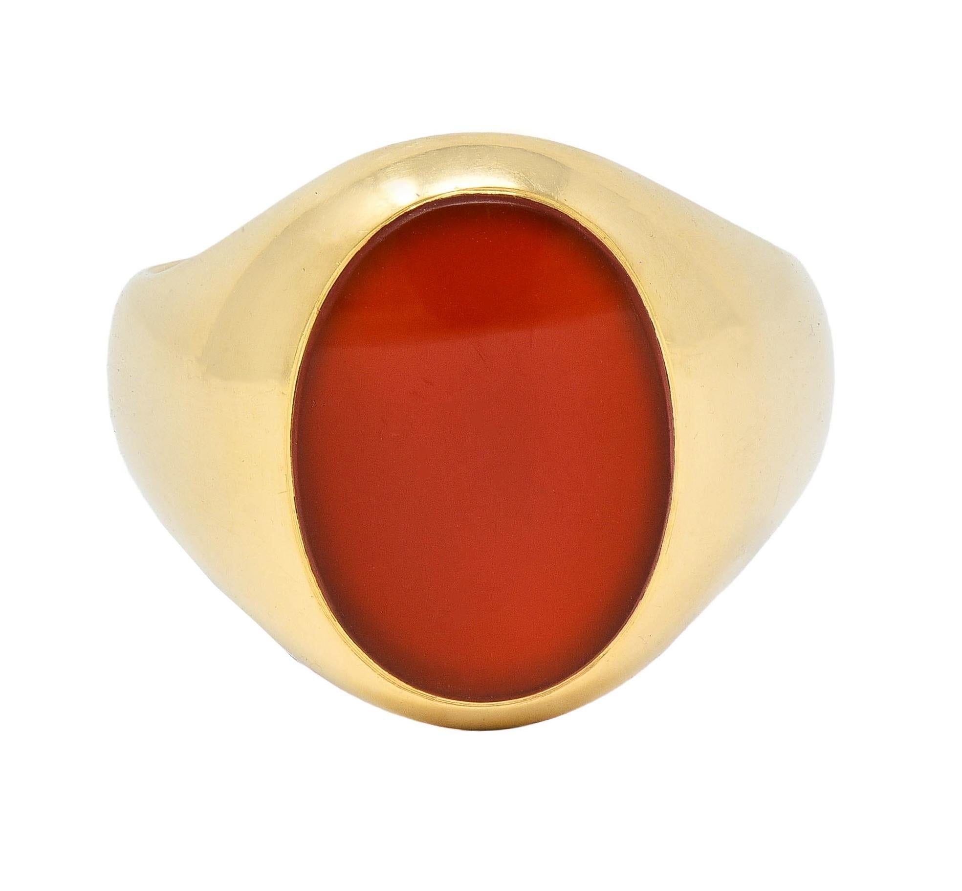 Larter & Sons Late Victorian Carnelian 14 Karat Yellow Gold Antique Signet Ring