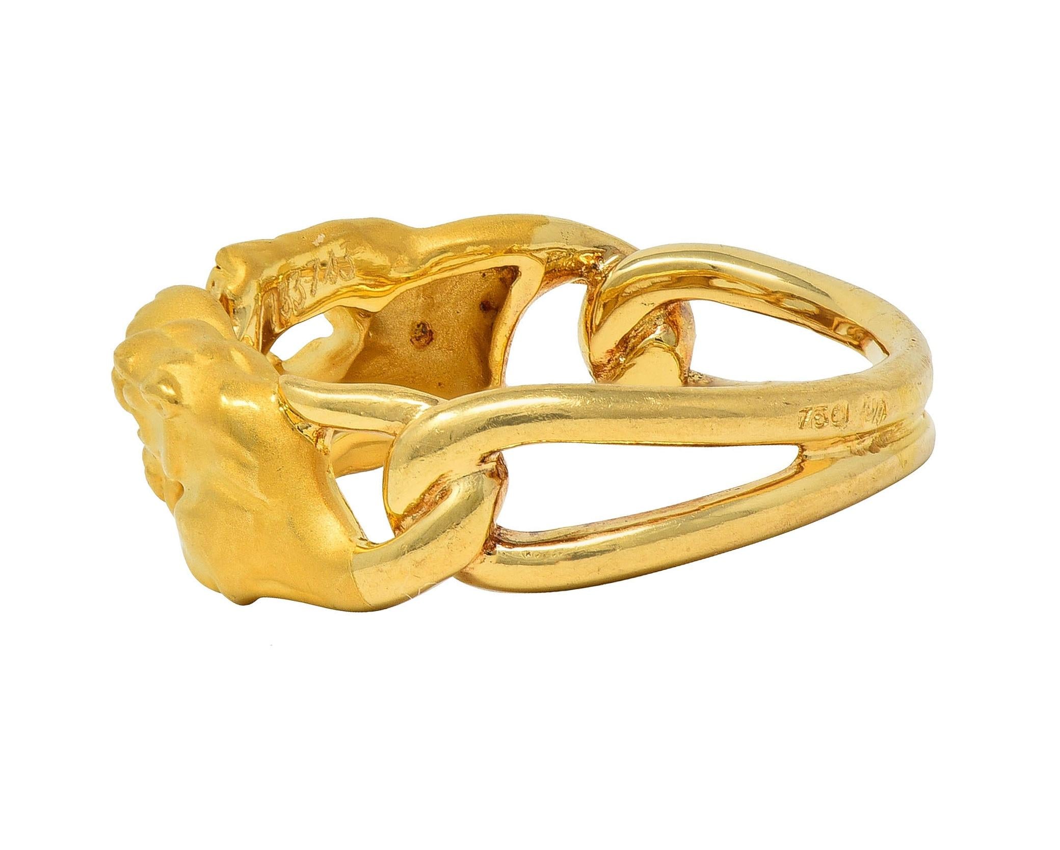 Carrera y Carrera 1990's 18K Yellow Gold Vintage Interlocking Panther Band Ring