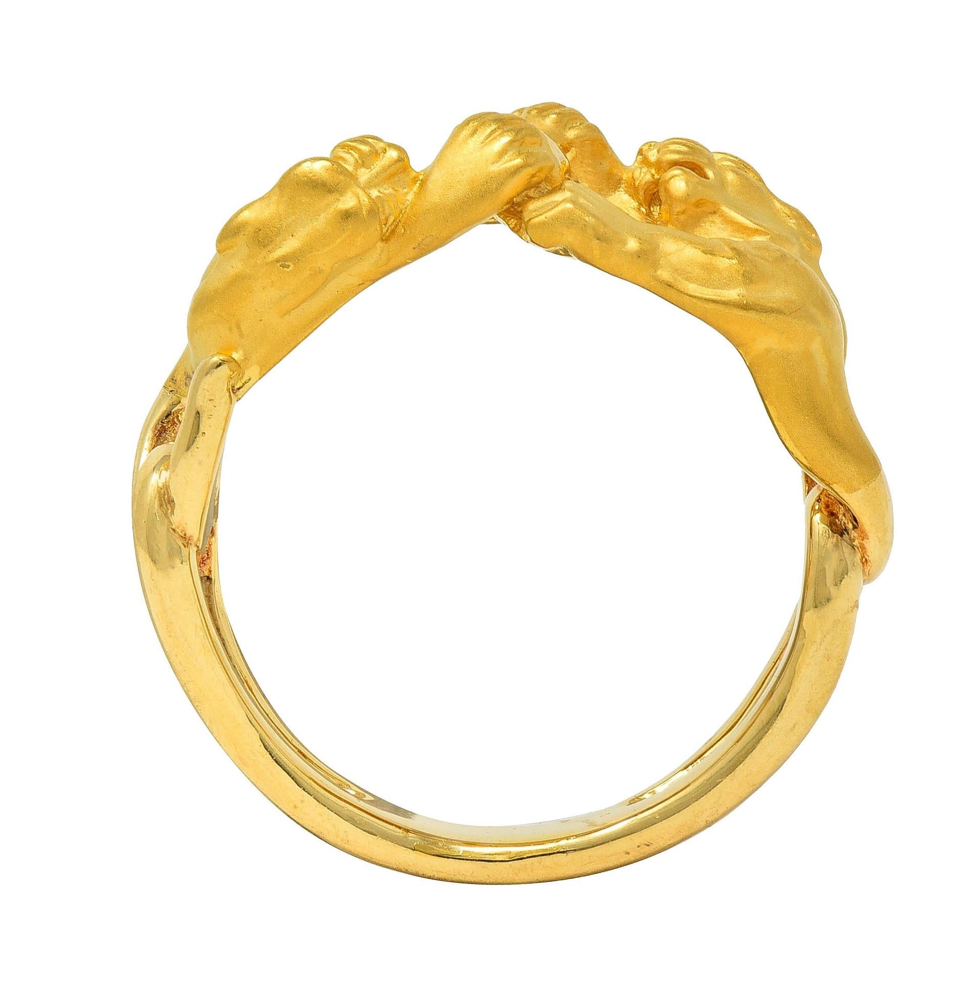 Carrera y Carrera 1990's 18K Yellow Gold Vintage Interlocking Panther Band Ring