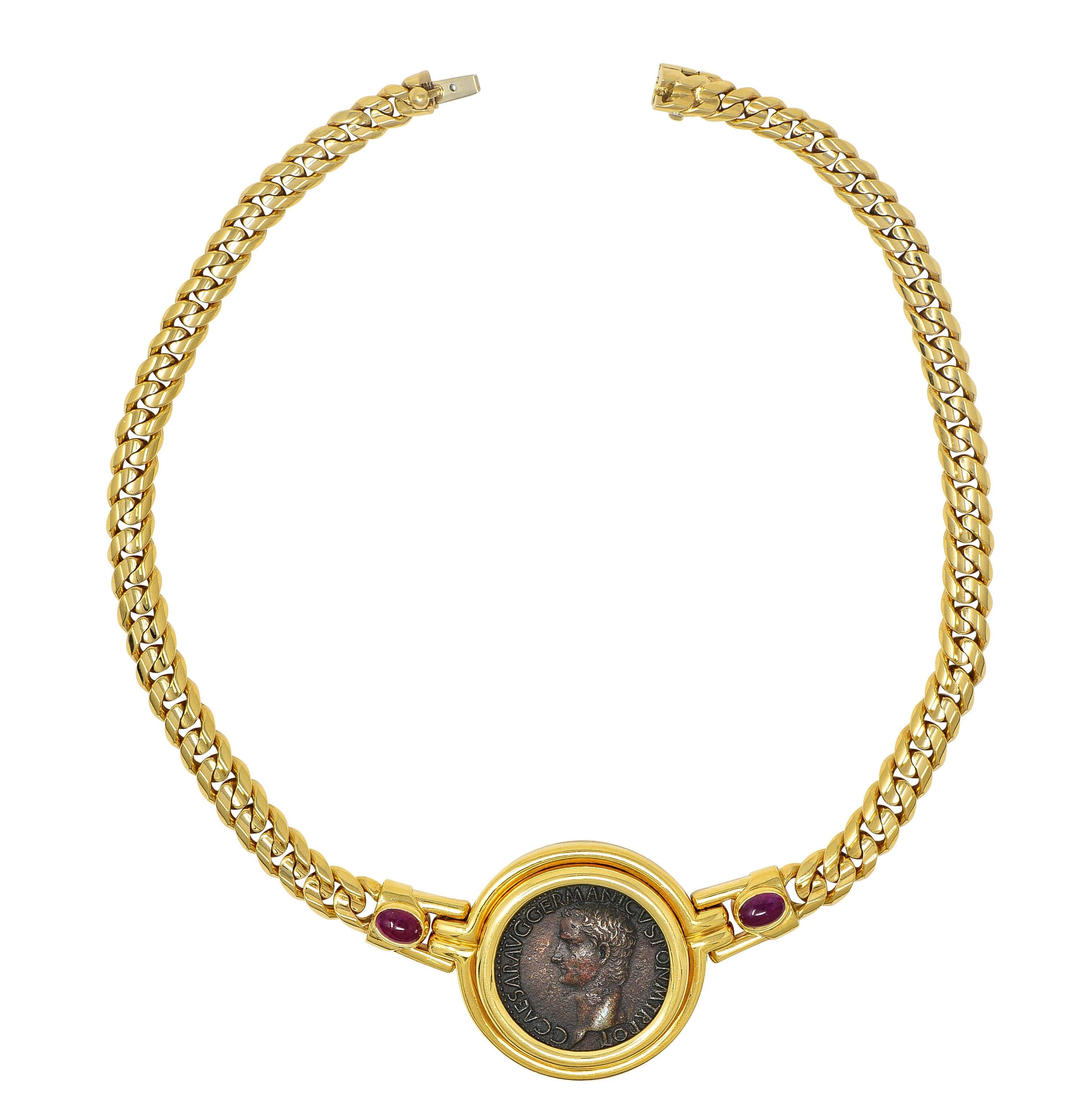 Bulgari Ruby Ancient Coin 18 Karat Gold Monete Roman Caligula Collar Necklace