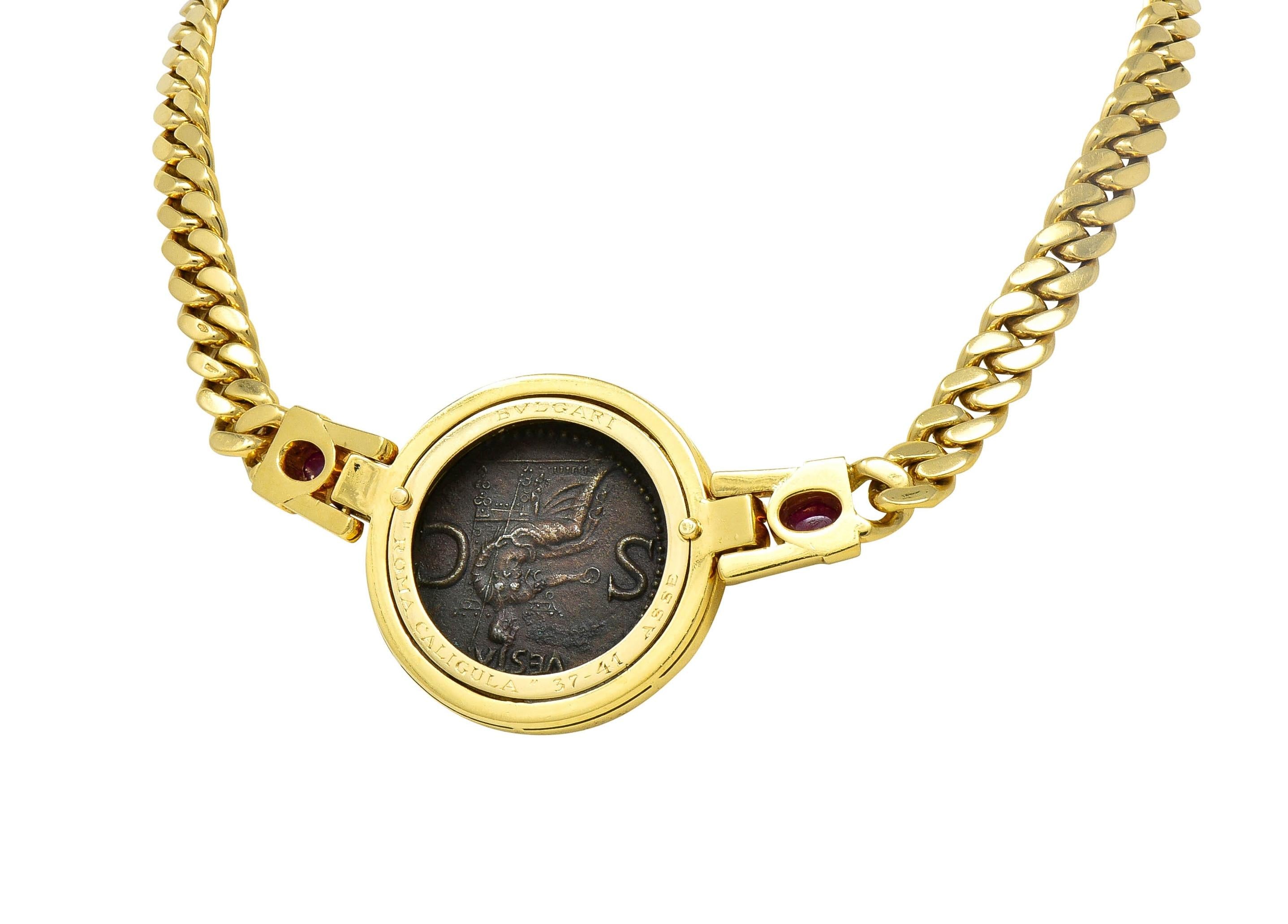 Bulgari Ruby Ancient Coin 18 Karat Gold Monete Roman Caligula Collar Necklace