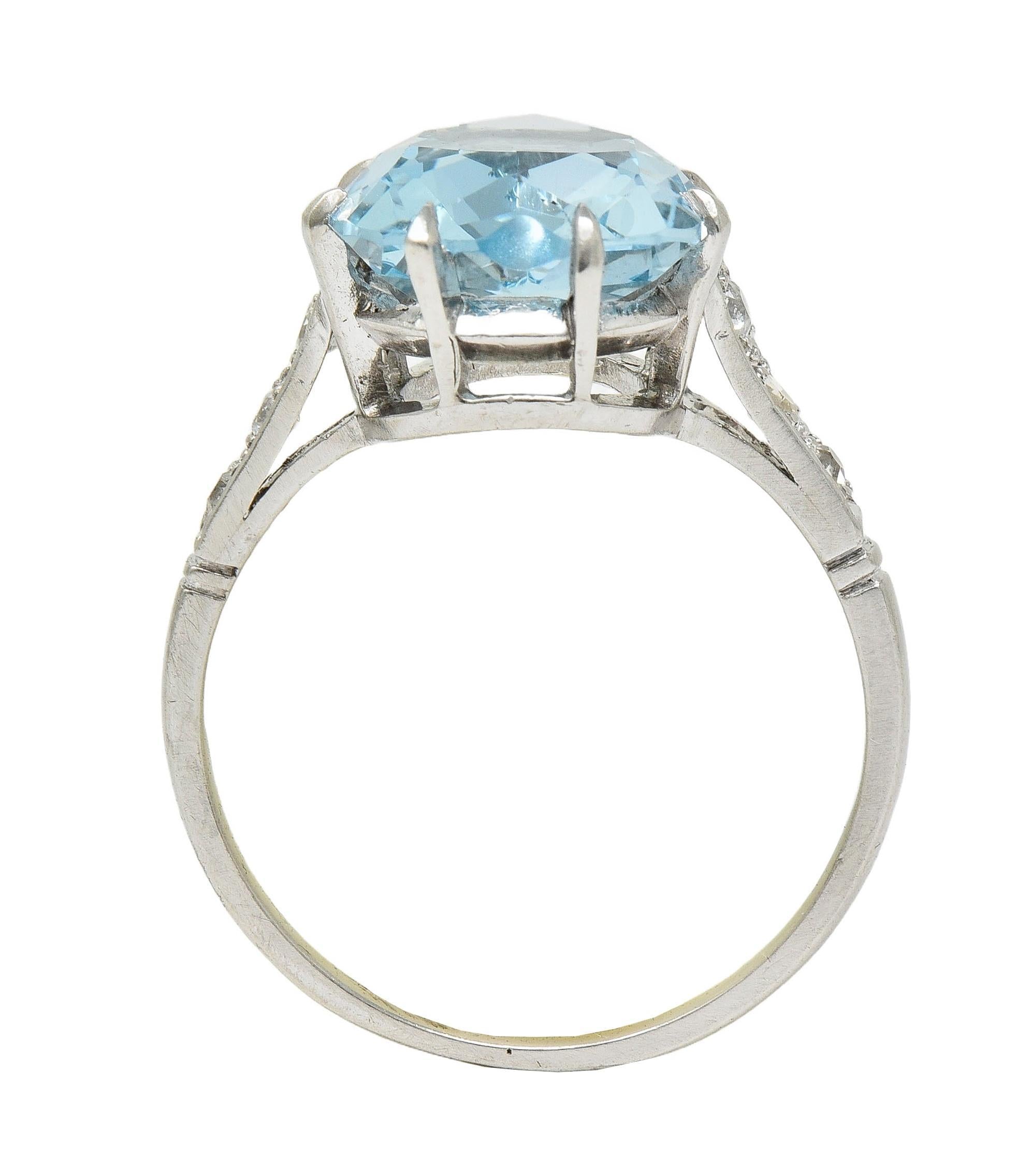 Mid-Century 2.78 CTW Aquamarine Diamond Platinum Vintage Heart Ring